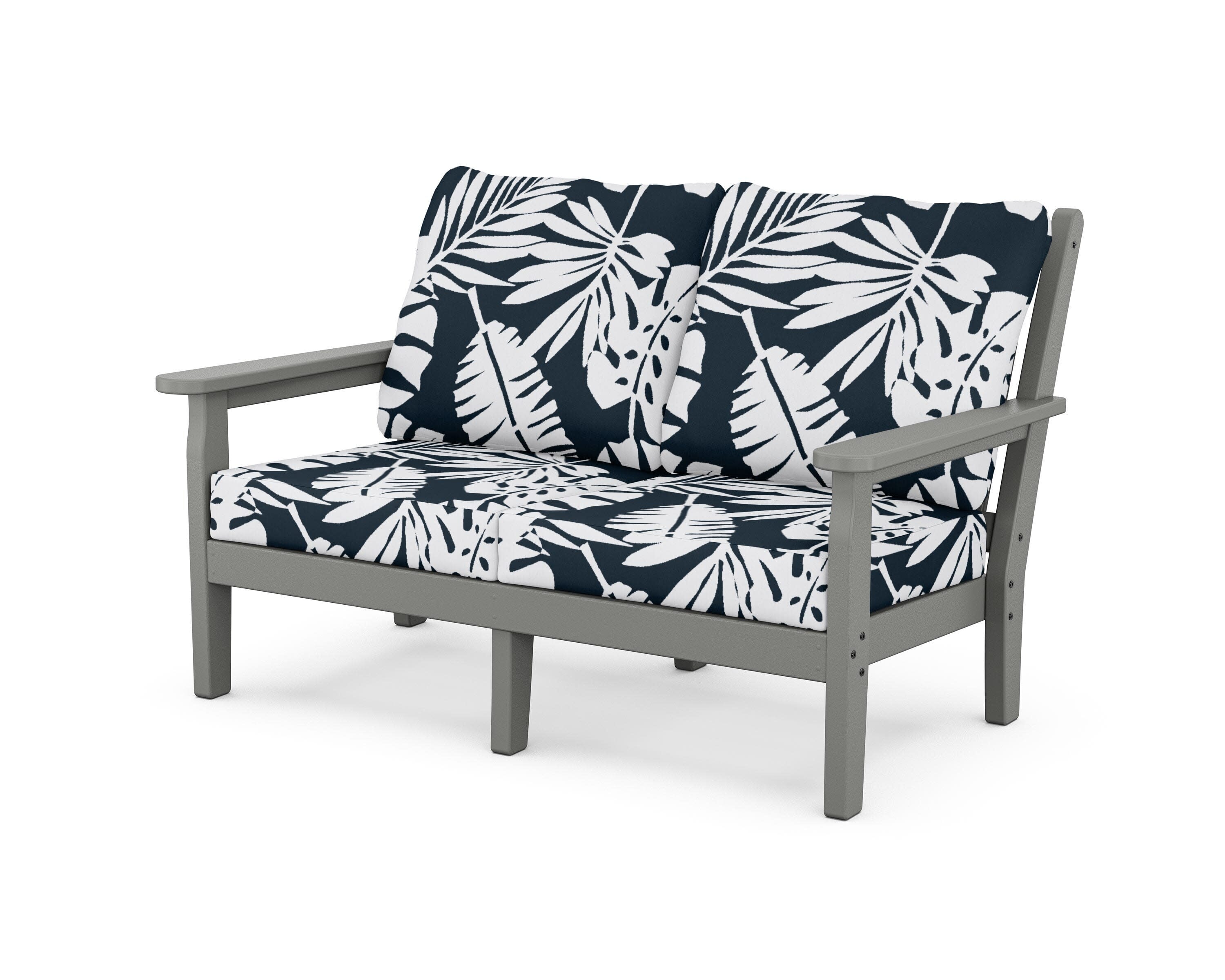 Chippendale Deep Seating Loveseat in Slate Grey / Leaf Marine Indigo