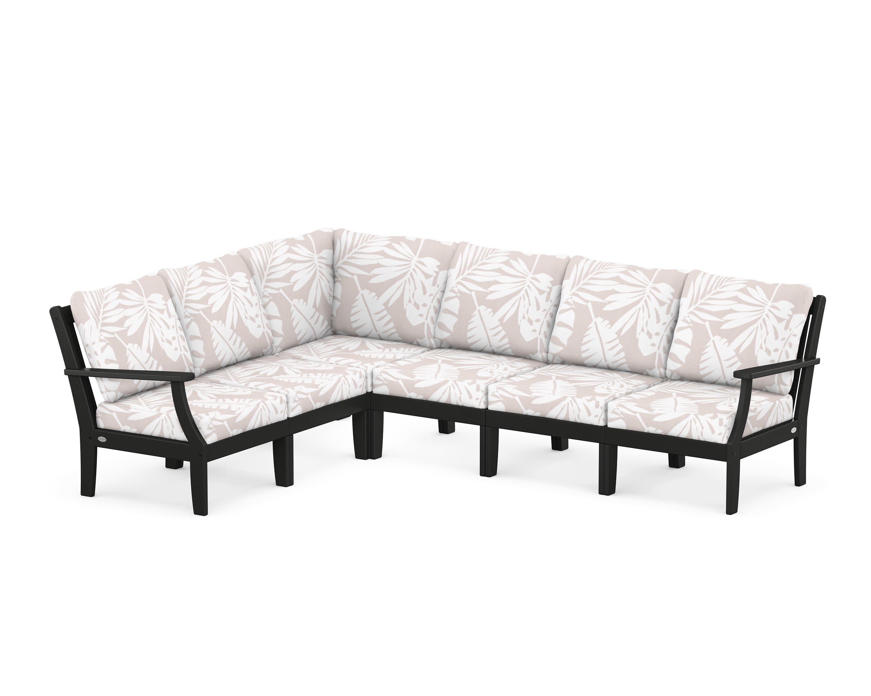 Braxton Modular 6-Piece Deep Seating Set in Black / Leaf Dune Burlap