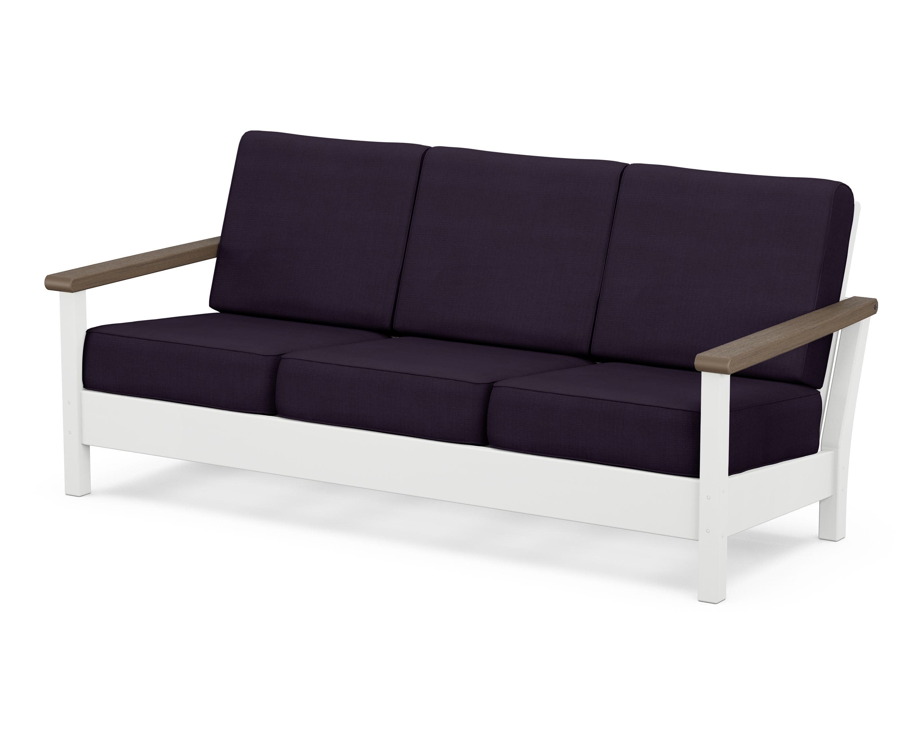 Harbour Deep Seating Sofa in White / Kona / Navy Linen