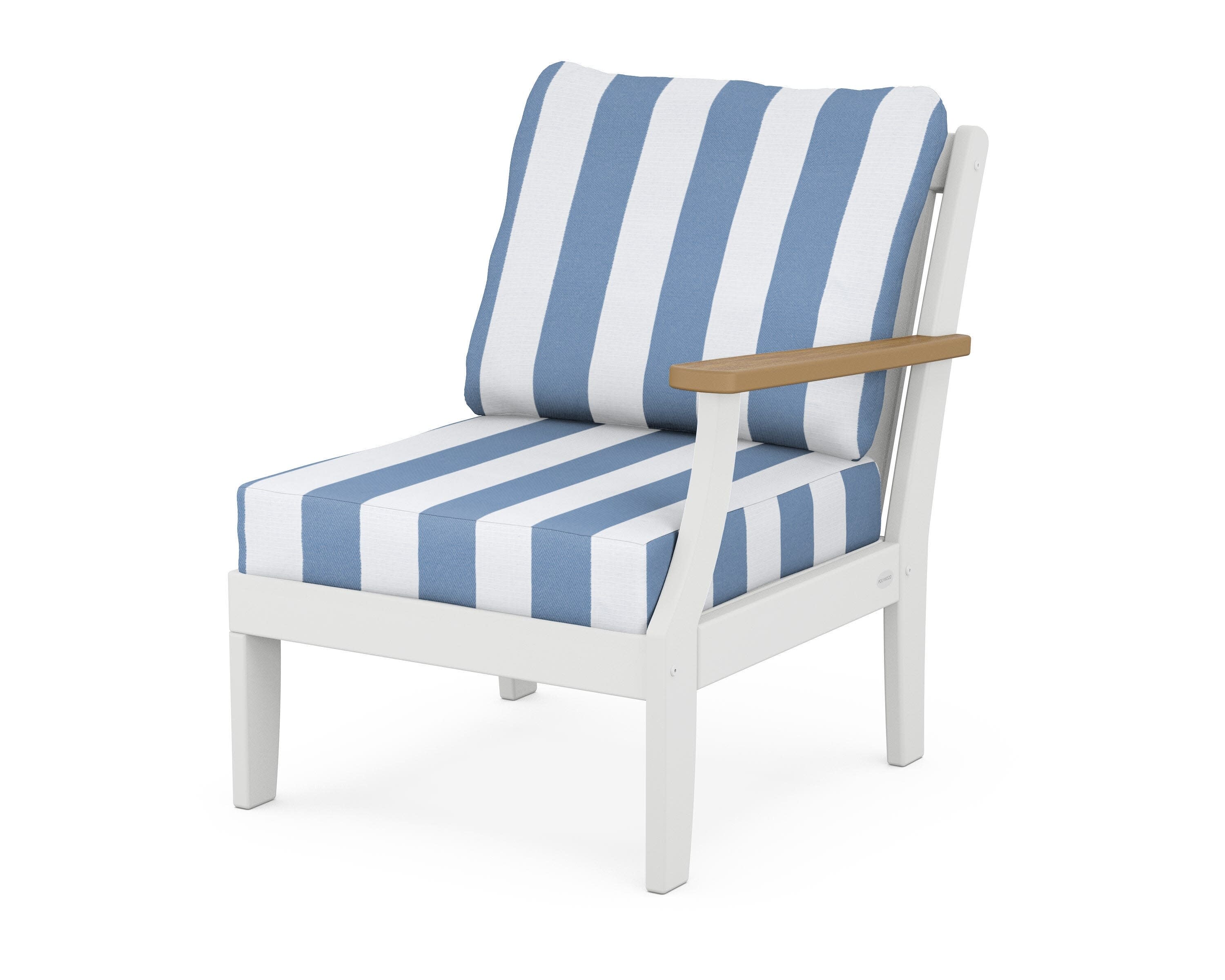 Braxton Modular Right Arm Chair in White / Natural / Cabana Stripe Sky Blue