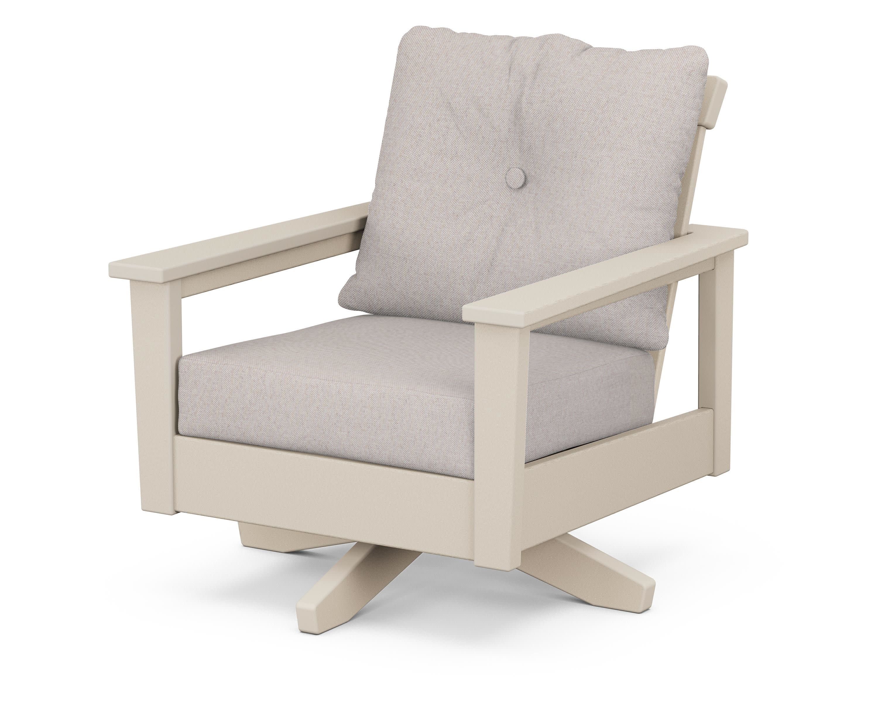 Prescott Deep Seating Swivel Chair in Sand / Dune Burlap