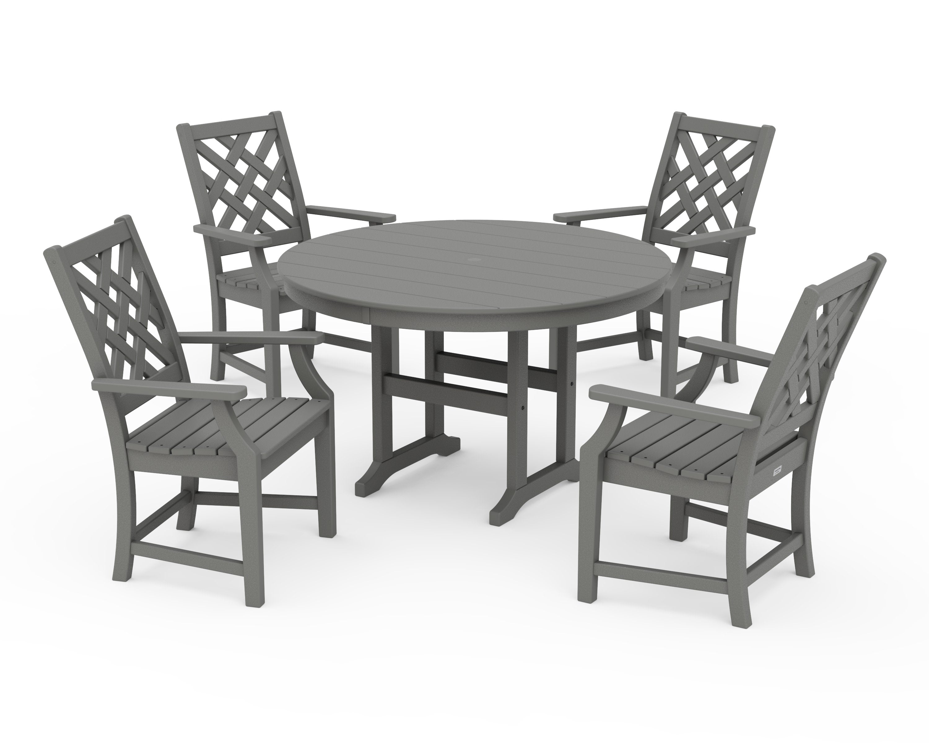 Wovendale 5-Piece Round Farmhouse Dining Set in Slate Grey