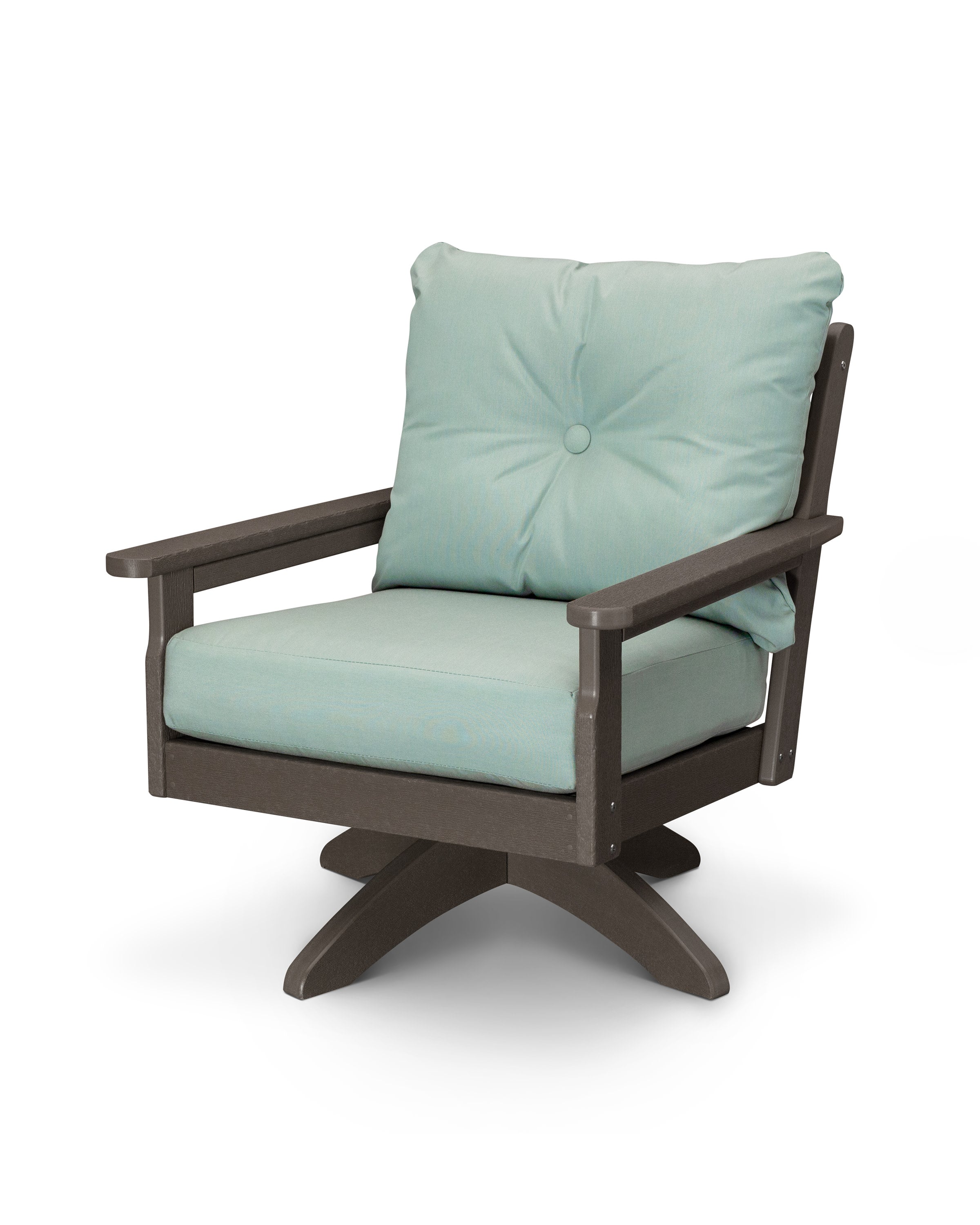 Vineyard Deep Seating Swivel Chair in Vintage Coffee / Spa