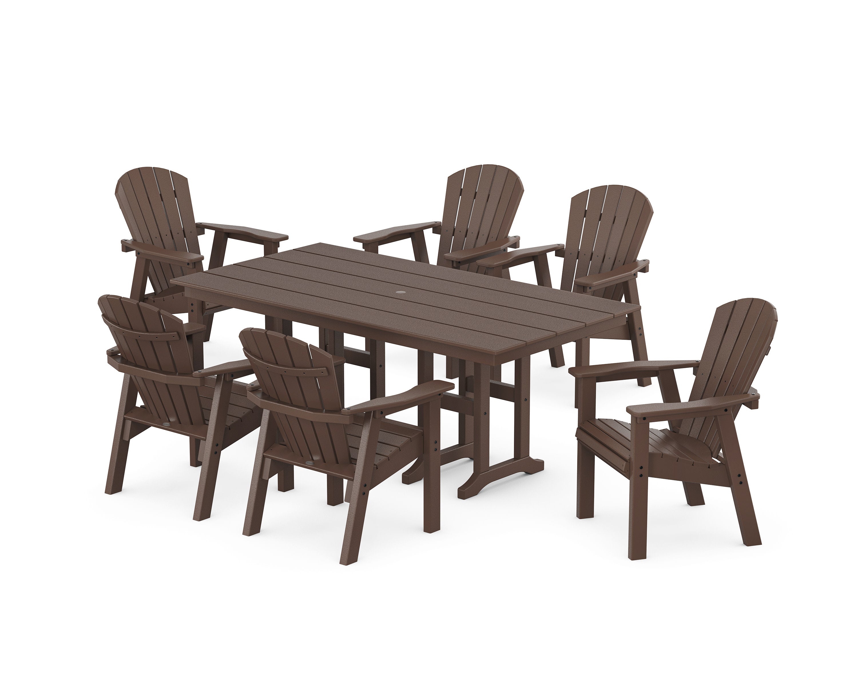 Seashell 7-Piece Farmhouse Dining Set in Mahogany