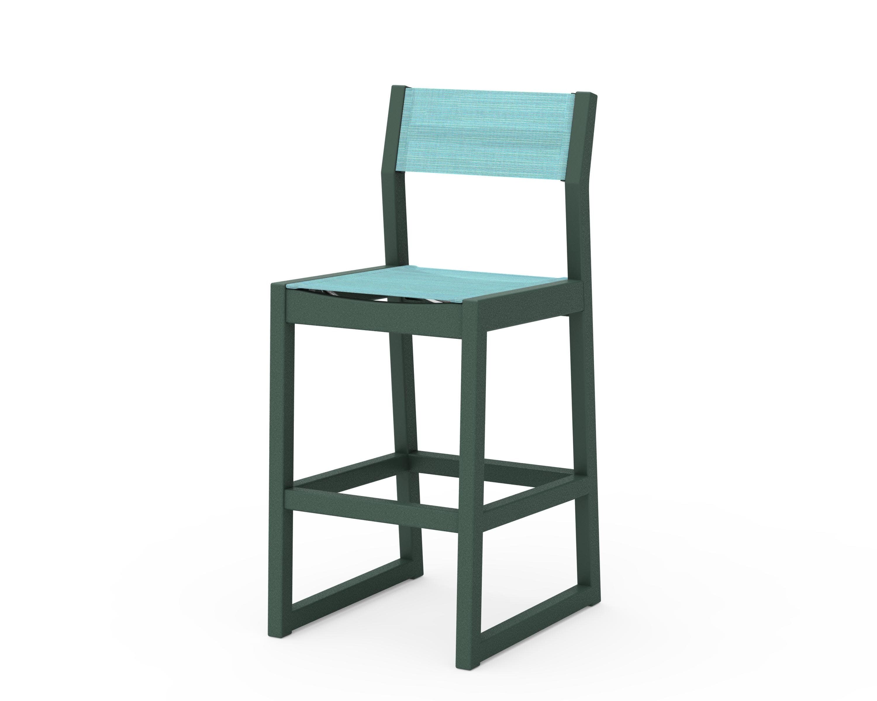 EDGE Sling Bar Side Chair in Green / Dupioni Aquamarine Sling