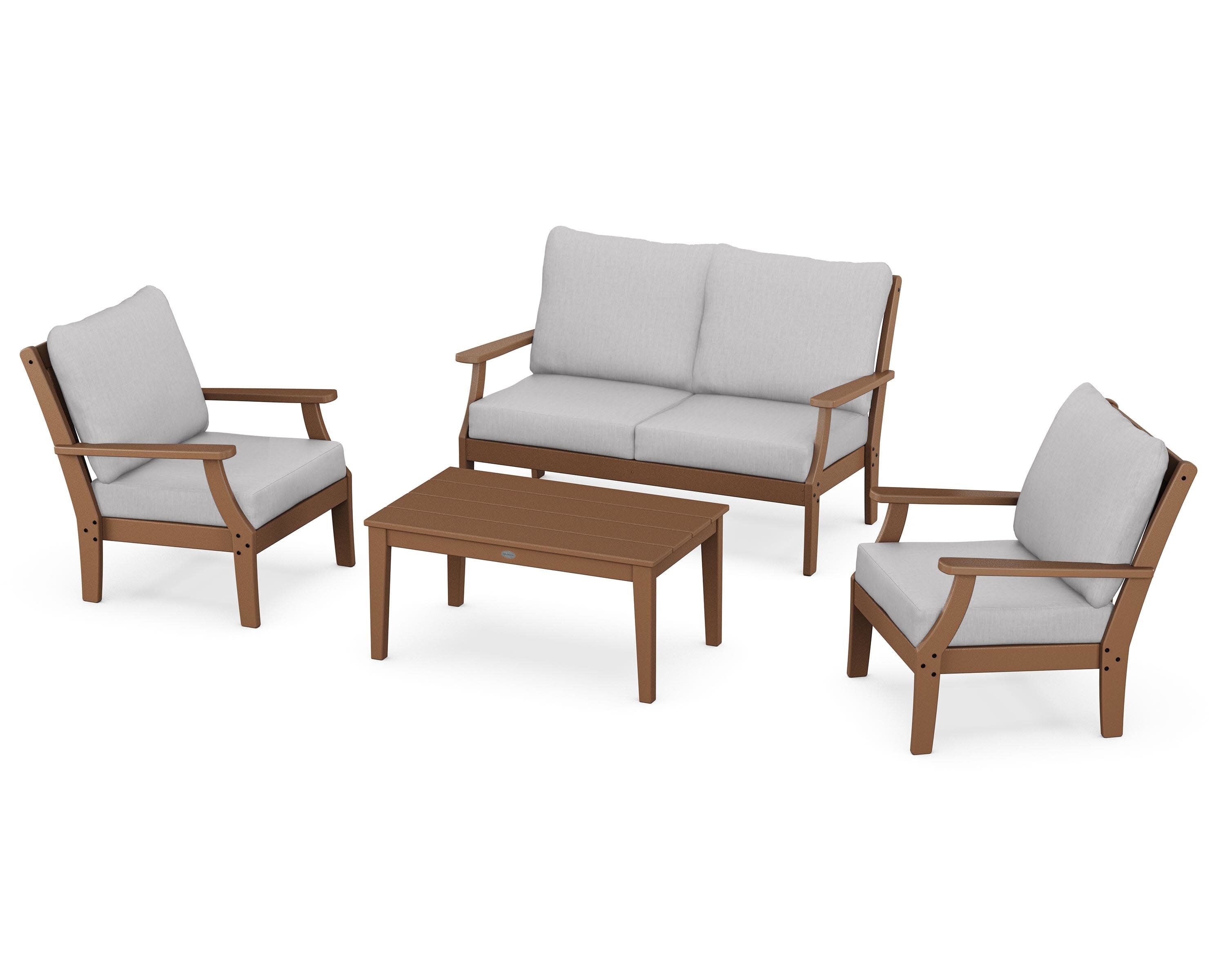 Braxton 4-Piece Deep Seating Chair Set in Teak / Granite