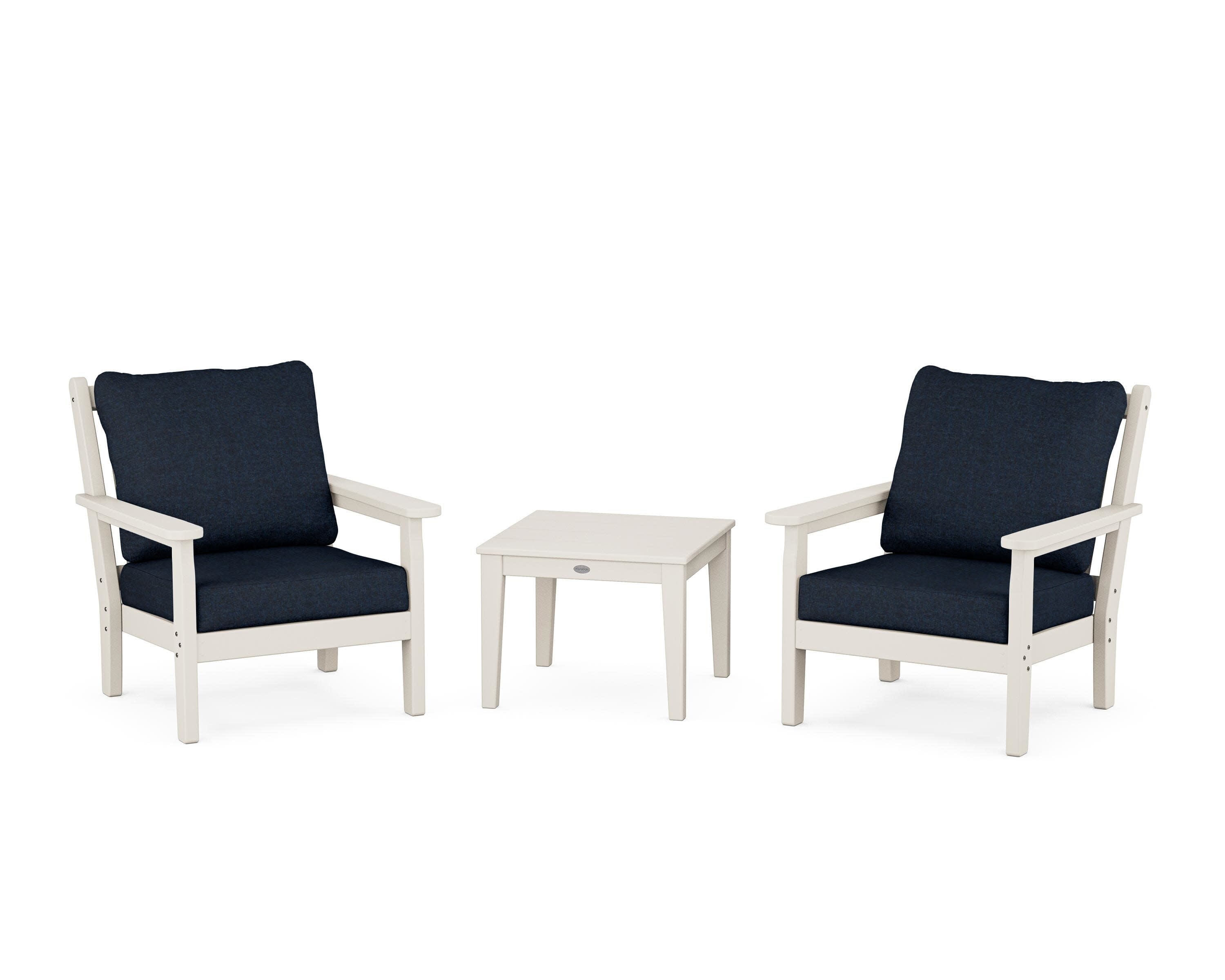 Chippendale 3-Piece Deep Seating Set in Sand / Marine Indigo