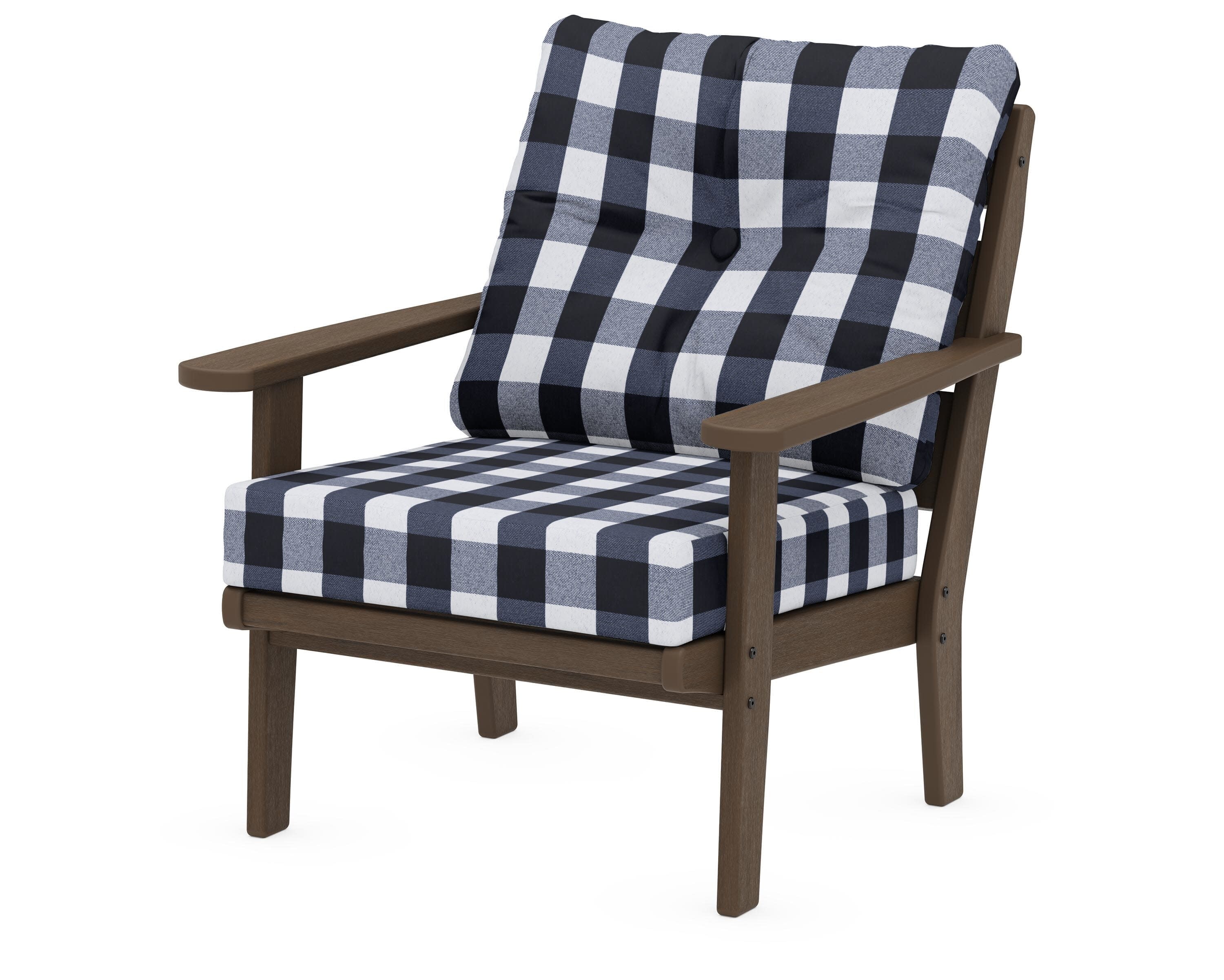Lakeside Deep Seating Chair in Kona / Buffalo Plaid Marine Indigo