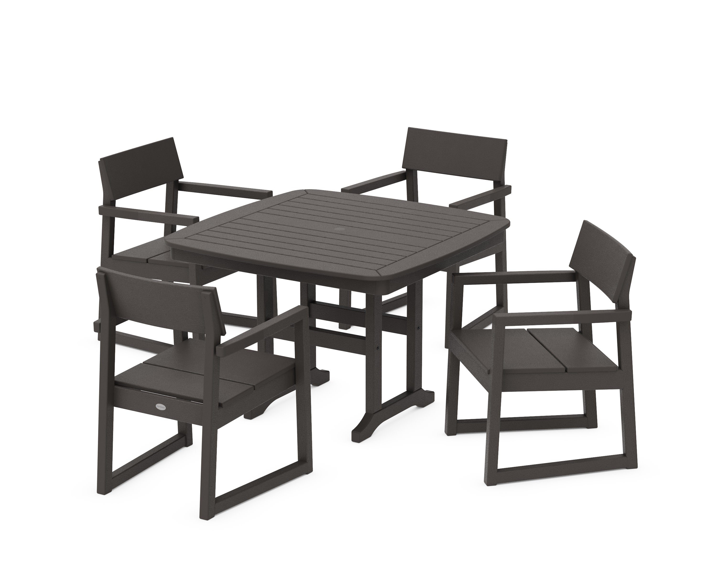 EDGE 5-Piece Dining Set with Trestle Legs in Vintage Coffee