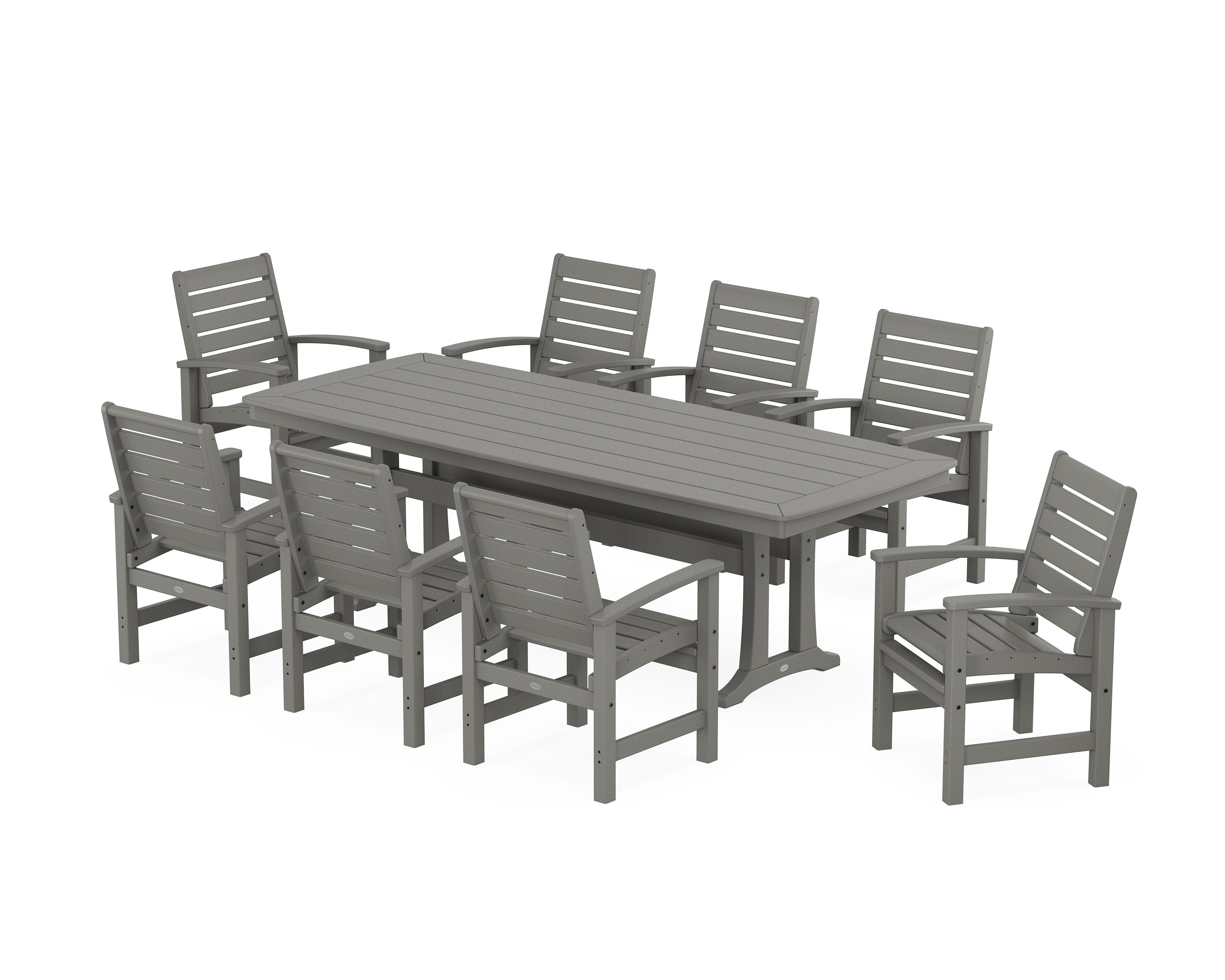 Signature 9-Piece Dining Set with Trestle Legs in Slate Grey