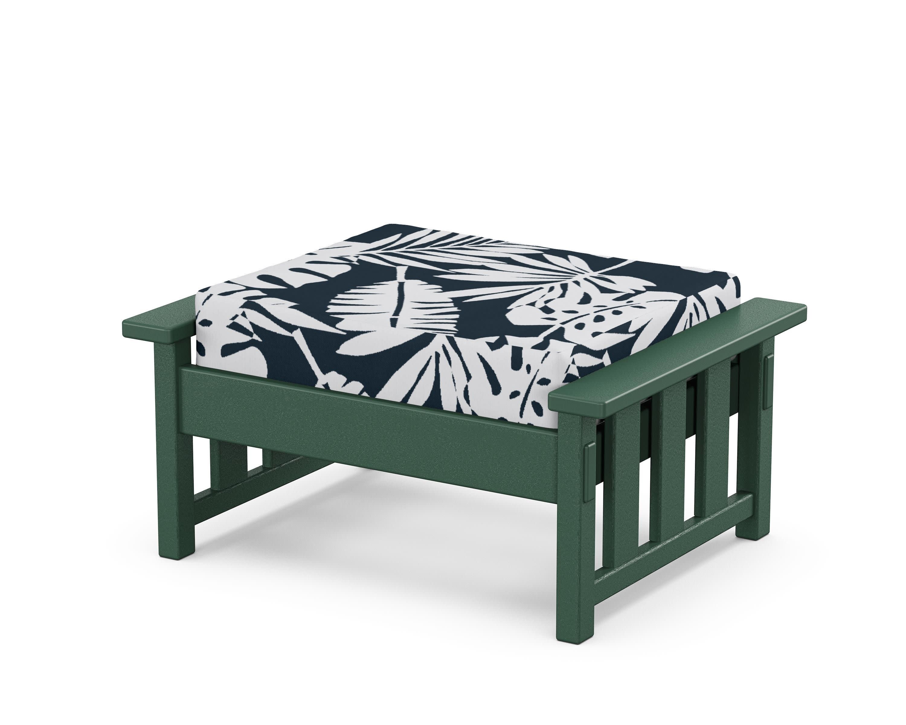 Acadia Deep Seating Ottoman in Green / Leaf Marine Indigo