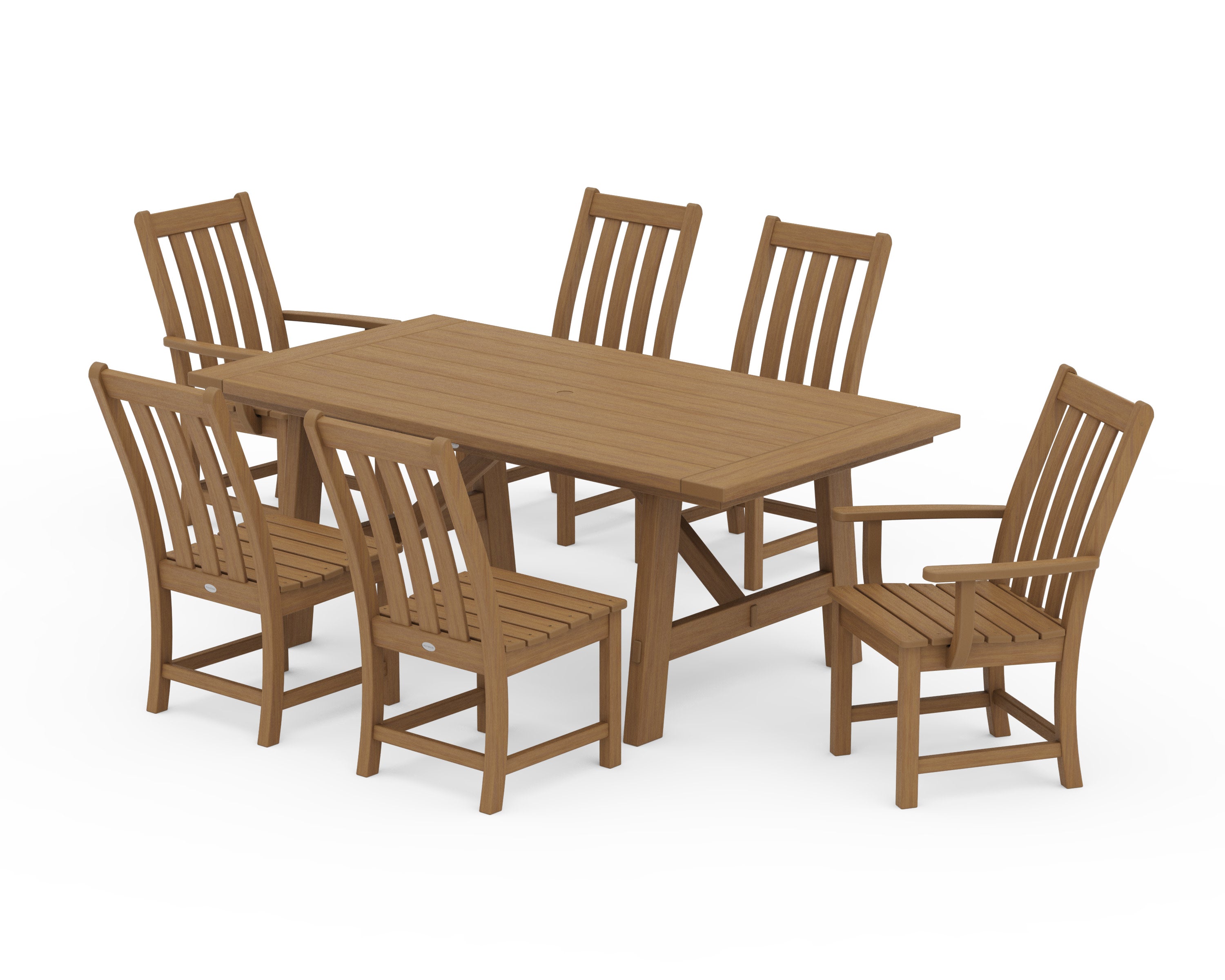 Vineyard 7-Piece Rustic Farmhouse Dining Set in Natural