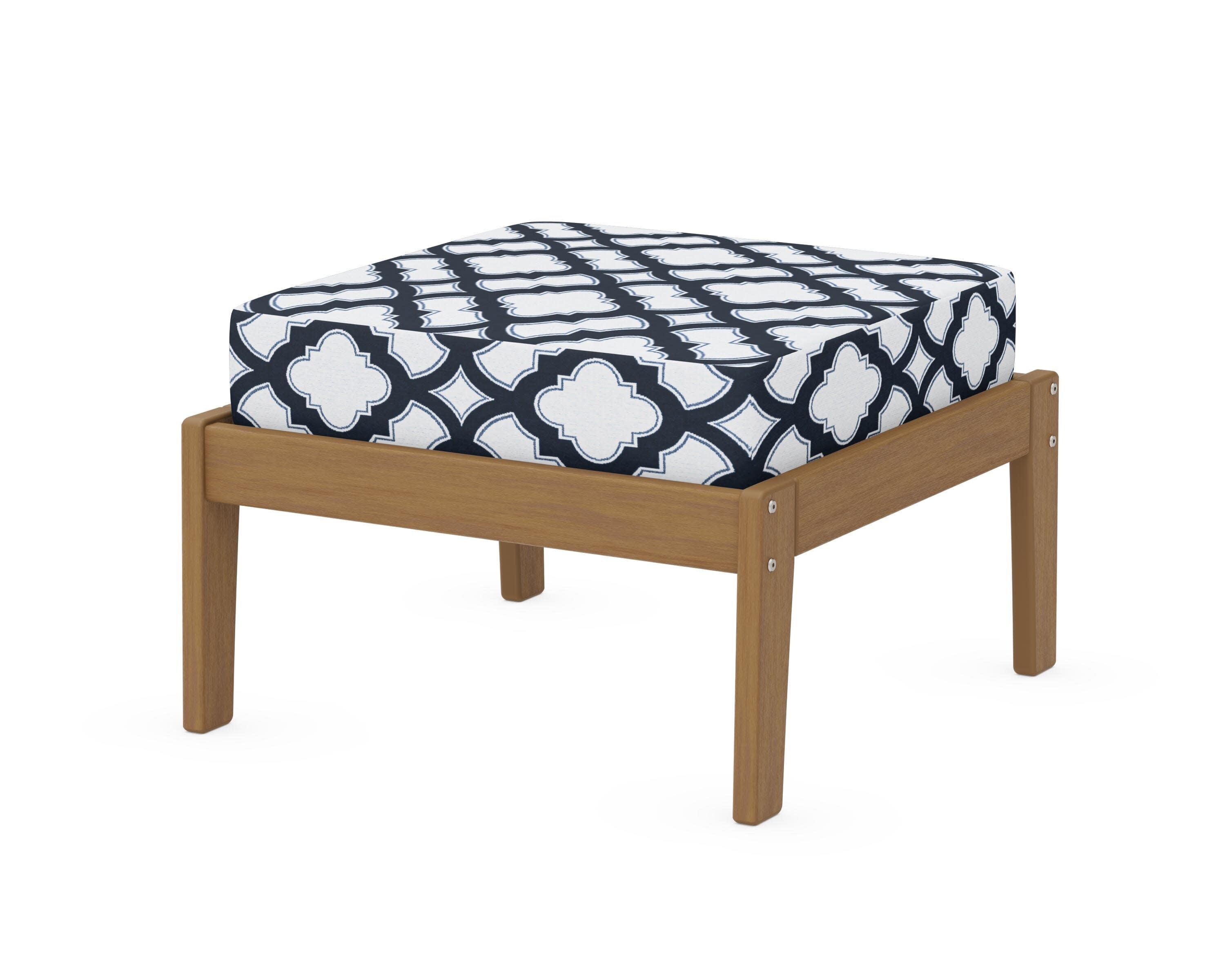 Deep Seating Ottoman in Natural / Trellis Marine Indigo