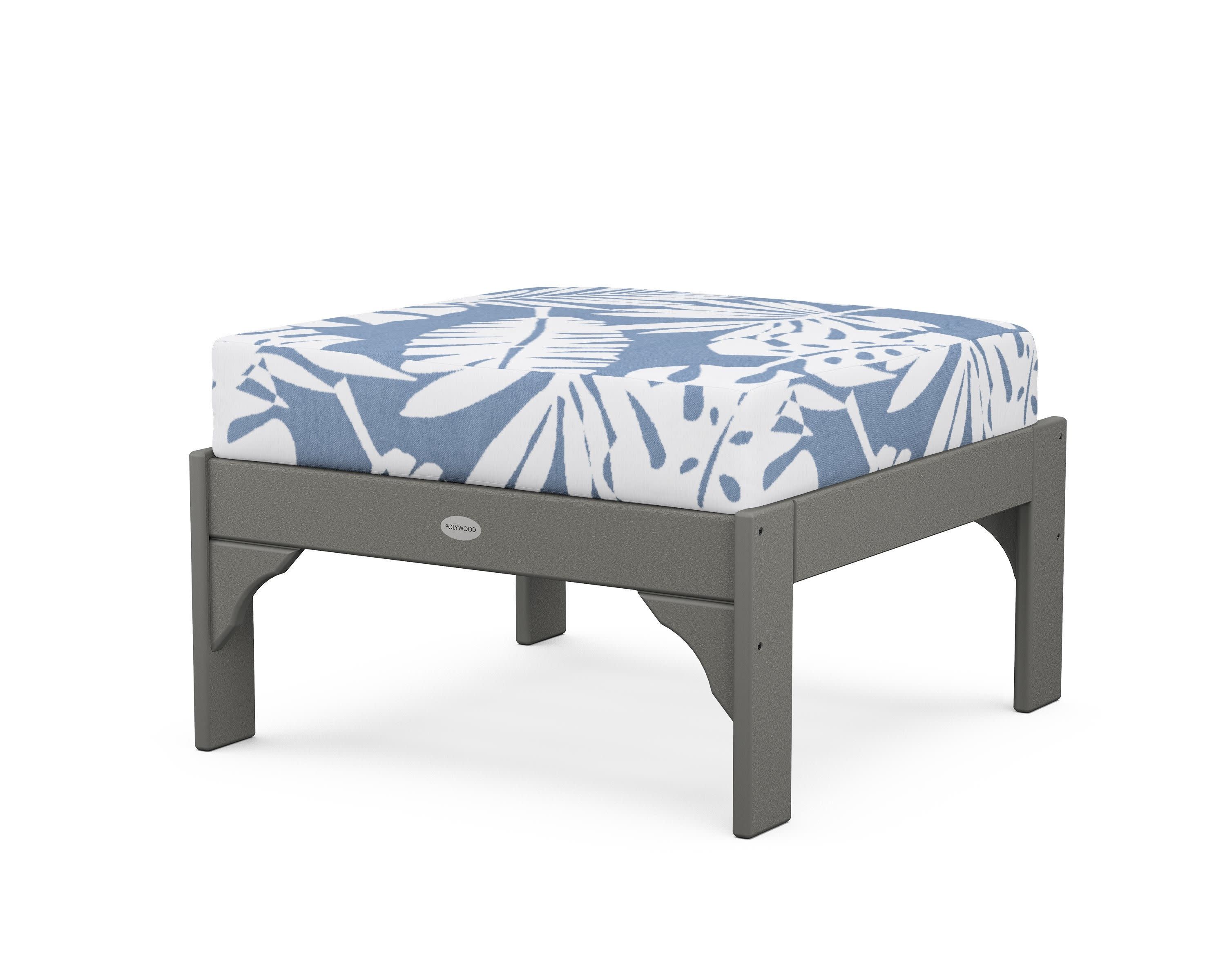 Vineyard Deep Seating Ottoman in Slate Grey / Leaf Sky Blue