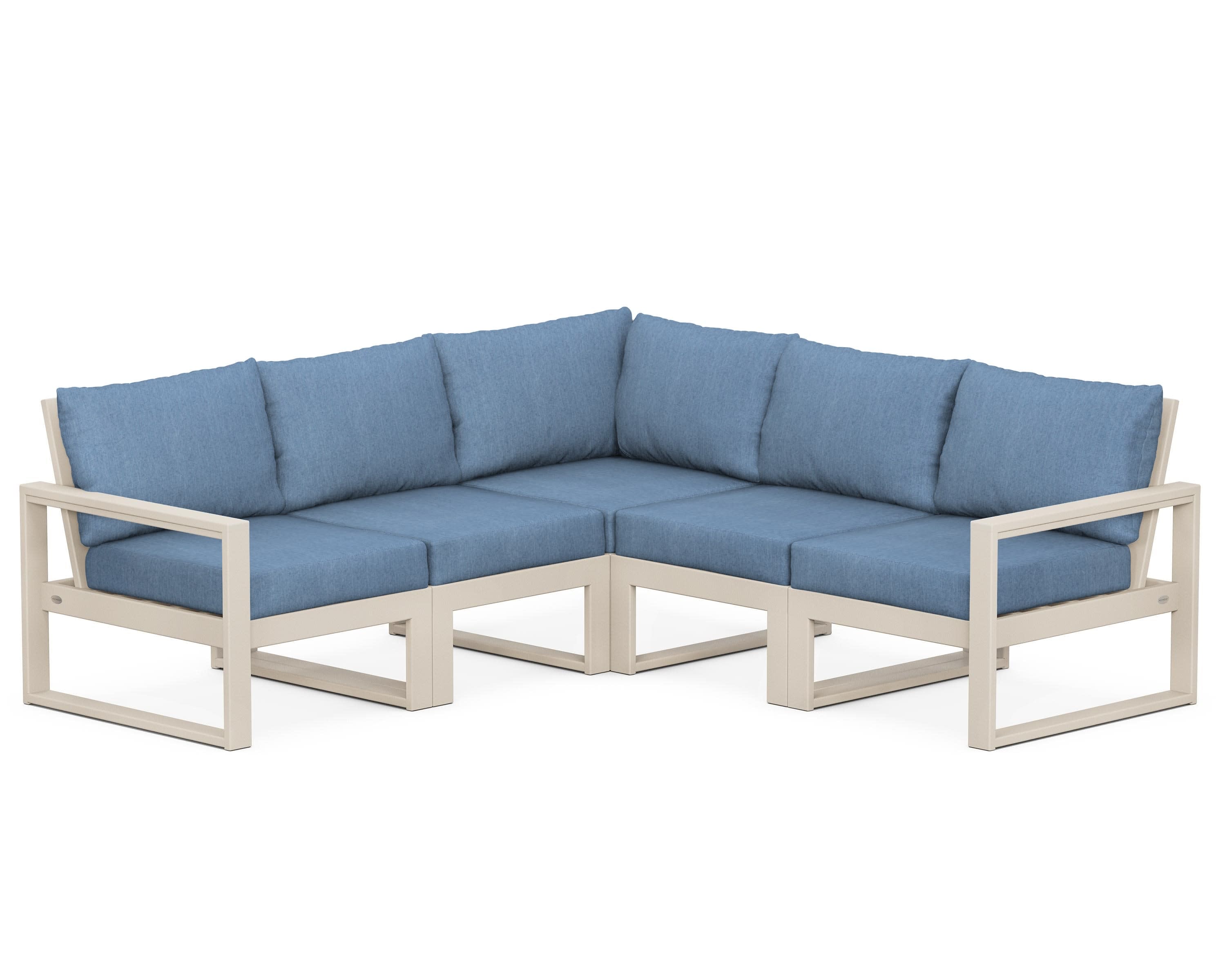 EDGE 5-Piece Modular Deep Seating Set in Sand / Sky Blue
