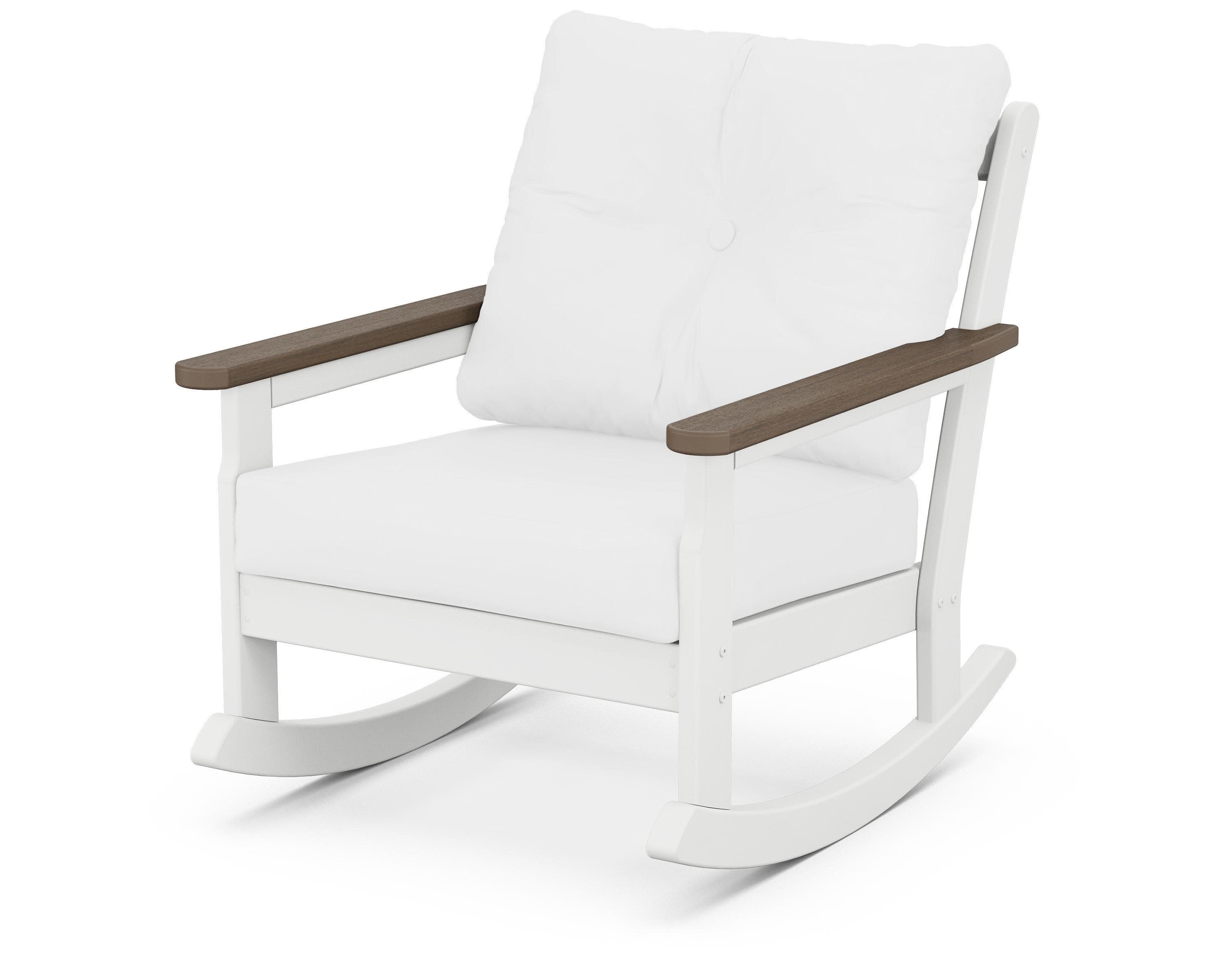 Vineyard Deep Seating Rocking Chair in White / Kona / Natural