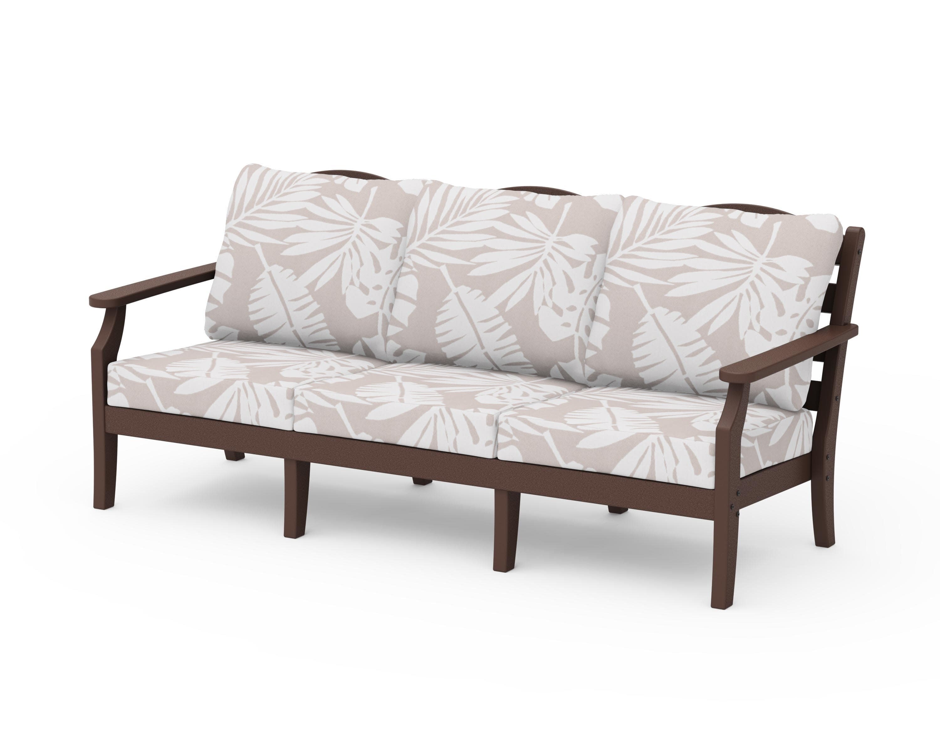 Savannah Deep Seating Sofa in Mahogany / Leaf Dune Burlap