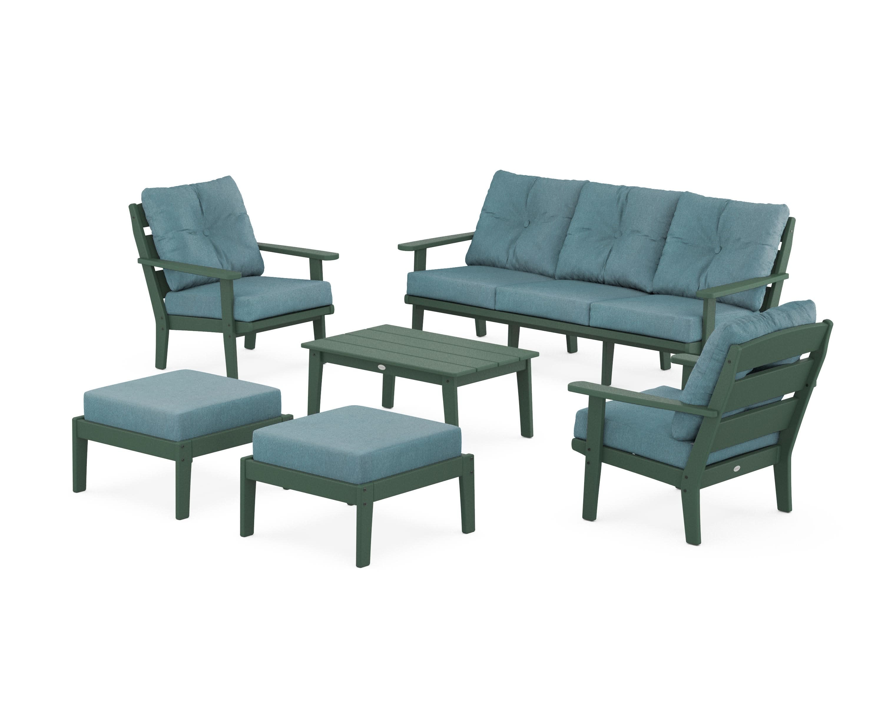 Lakeside 6-Piece Lounge Sofa Set in Green / Ocean Teal