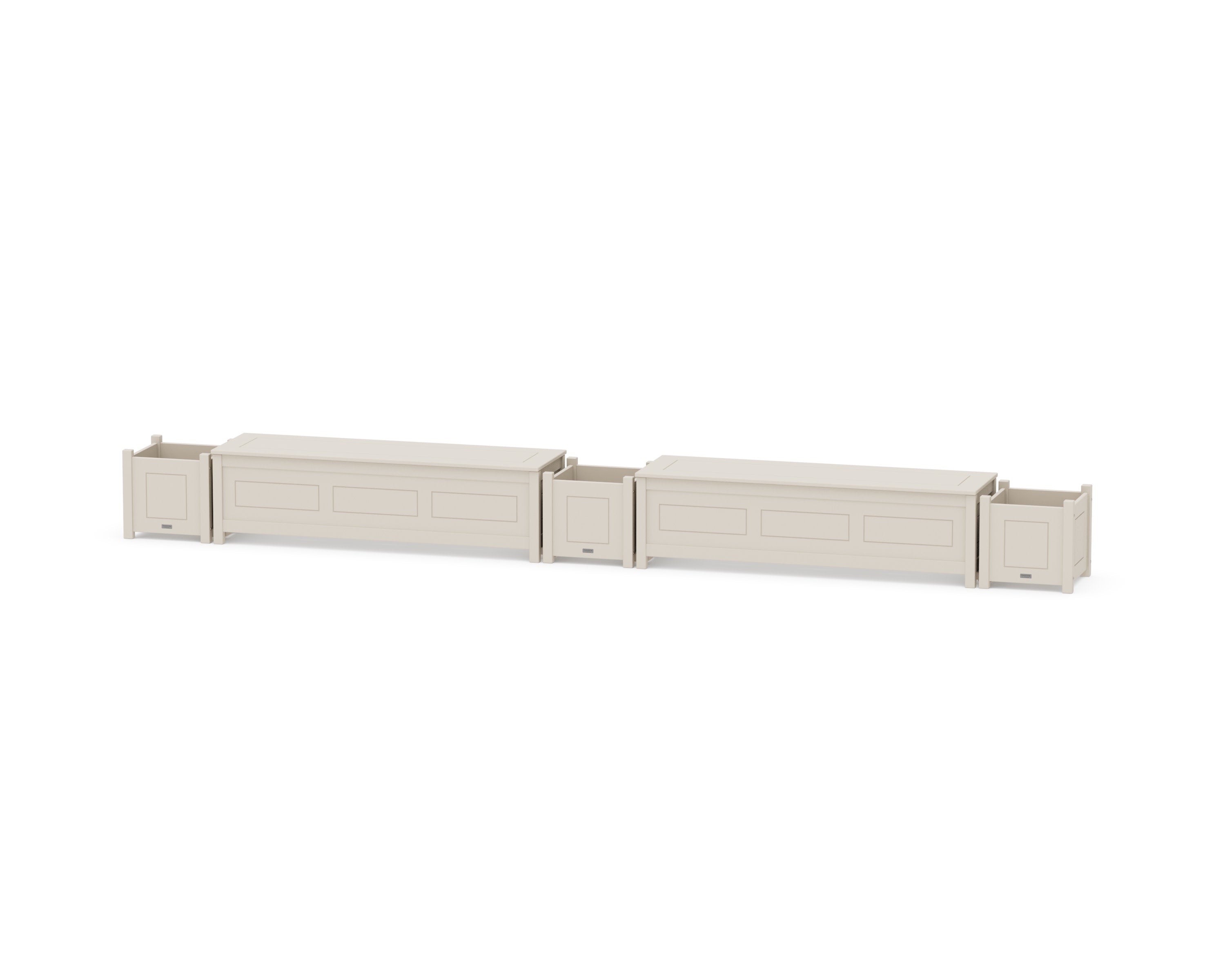 60" Country Living Straight Double Planter Storage Bench Set in Sand