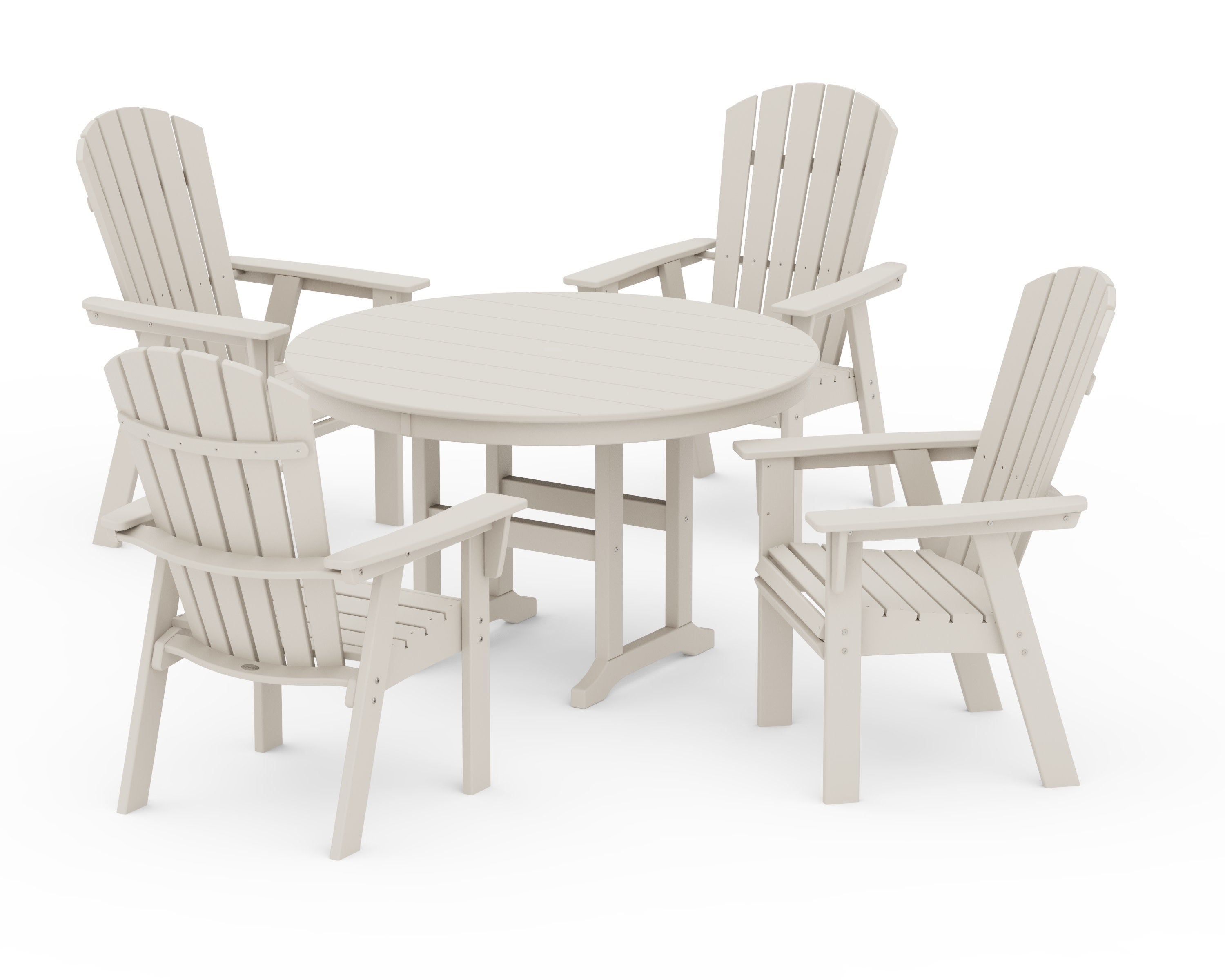 Nautical Adirondack 5-Piece Round Farmhouse Dining Set in Sand