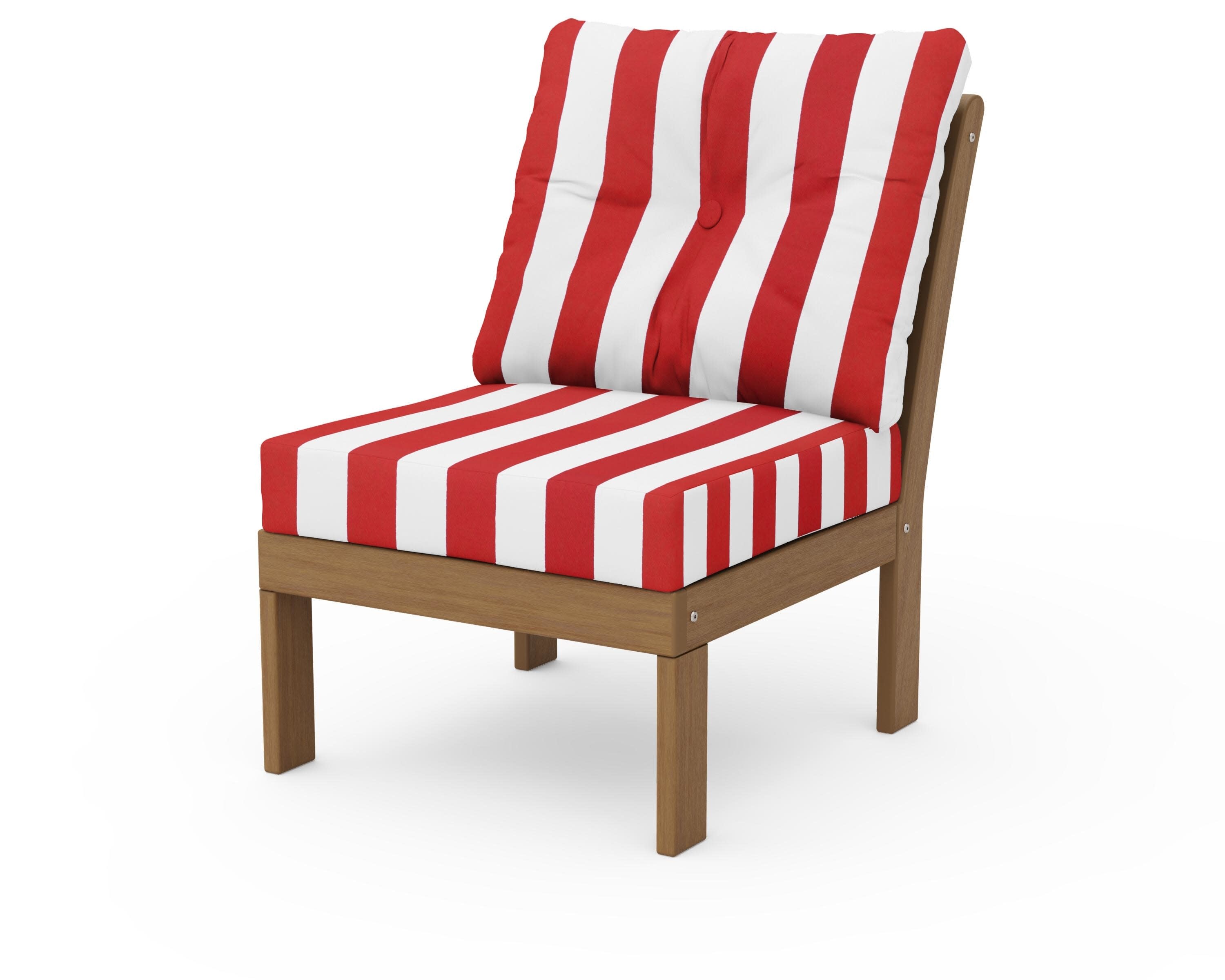 Vineyard Modular Armless Chair in Natural / Cabana Stripe Crimson