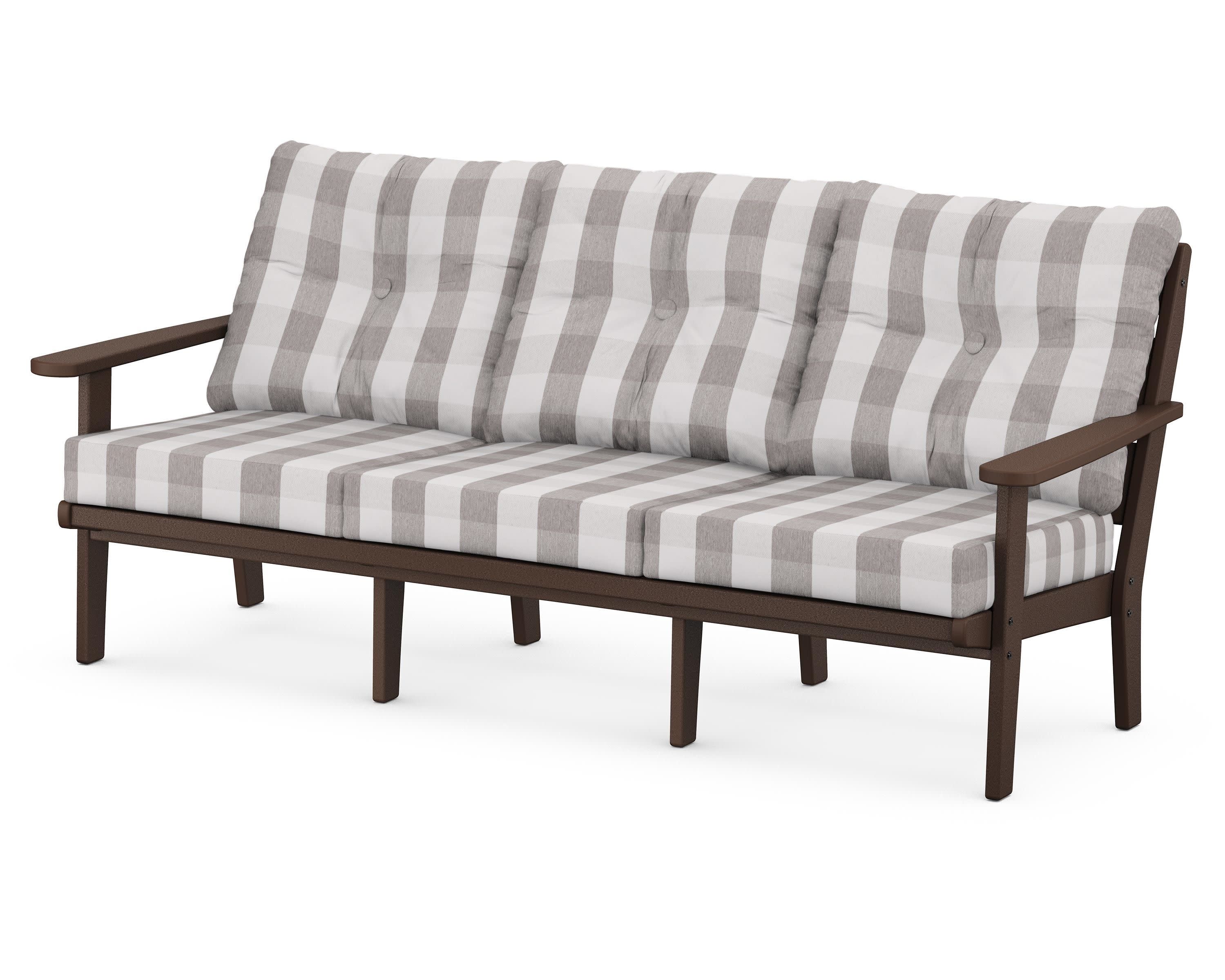 Lakeside Deep Seating Sofa in Mahogany / Buffalo Plaid Grey Mist