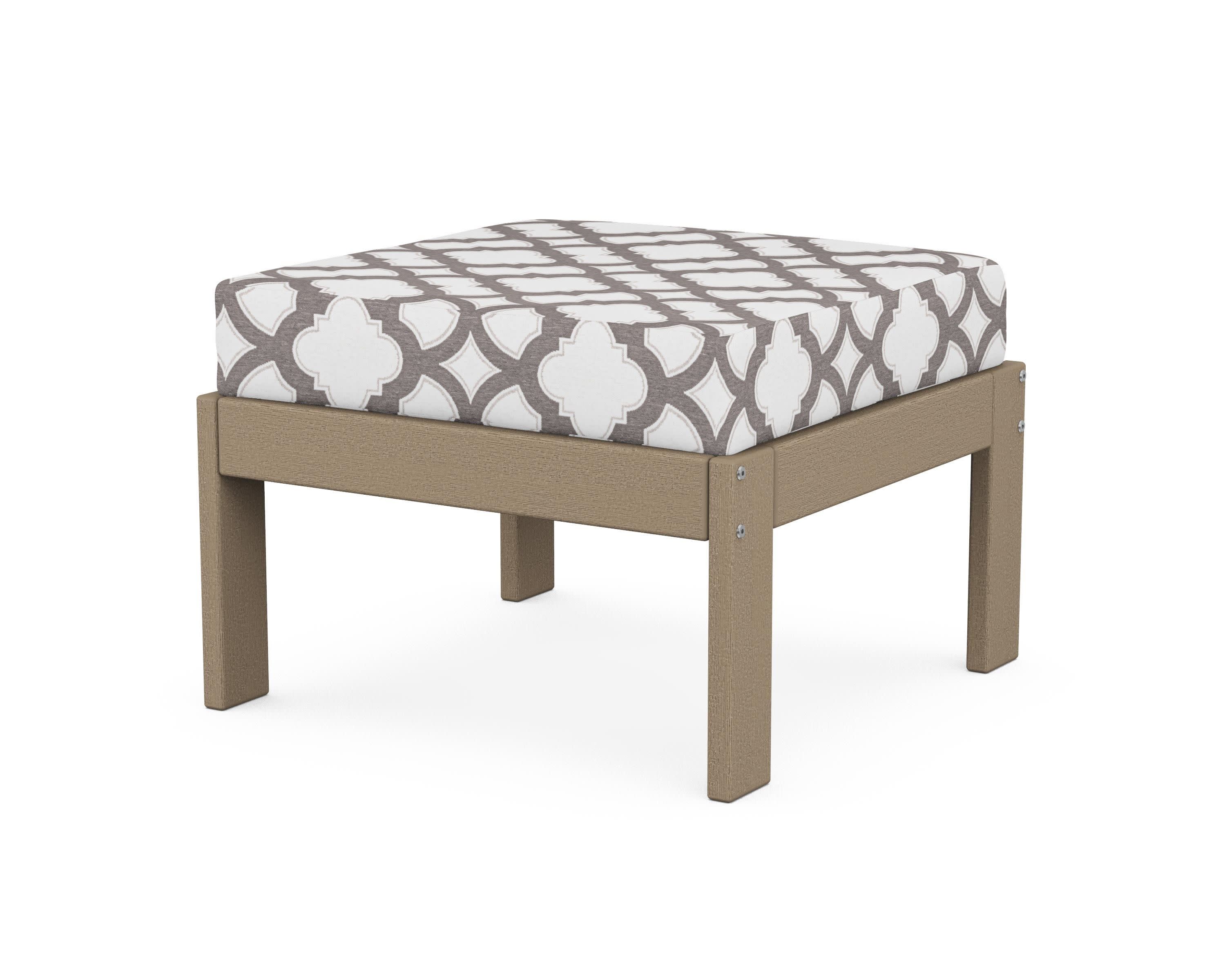 Vineyard Modular Ottoman in Vintage Sahara / Trellis Grey Mist