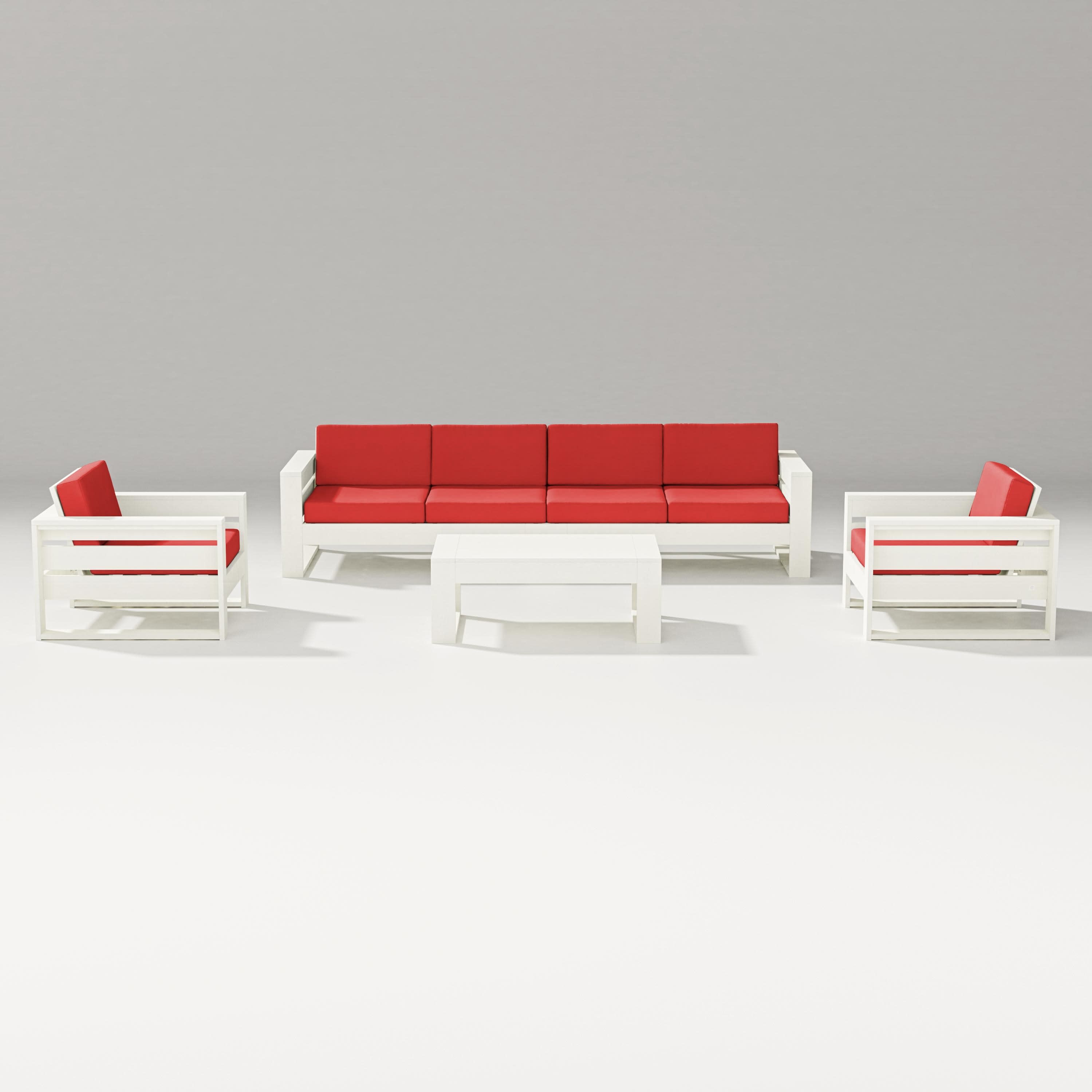Latitude 5-Piece Lounge Sofa Set in Vintage White / Crimson Linen