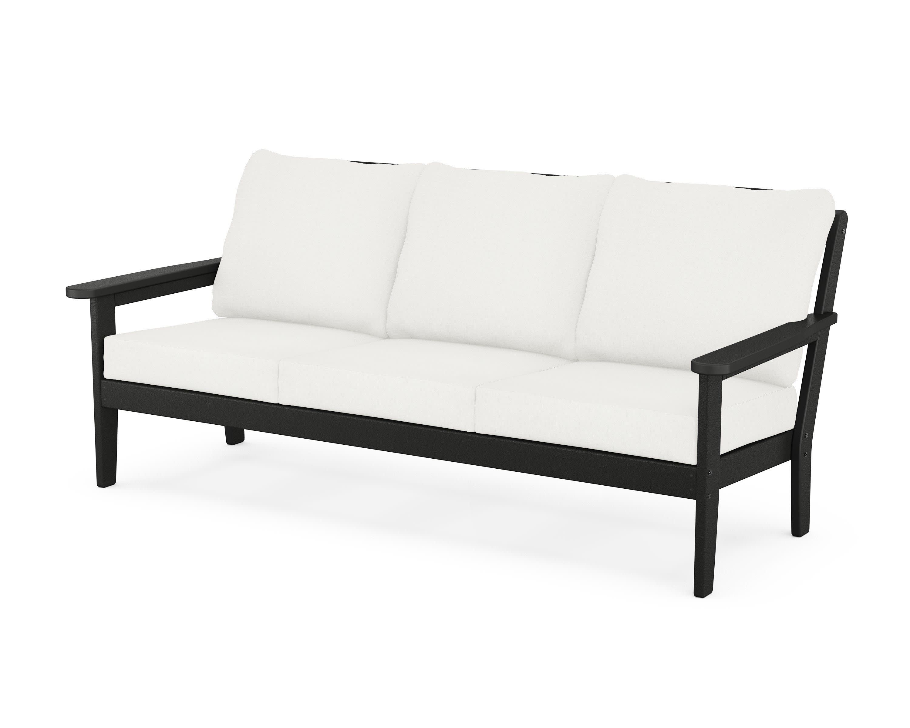 Cottage Deep Seating Sofa in Black / Natural Linen