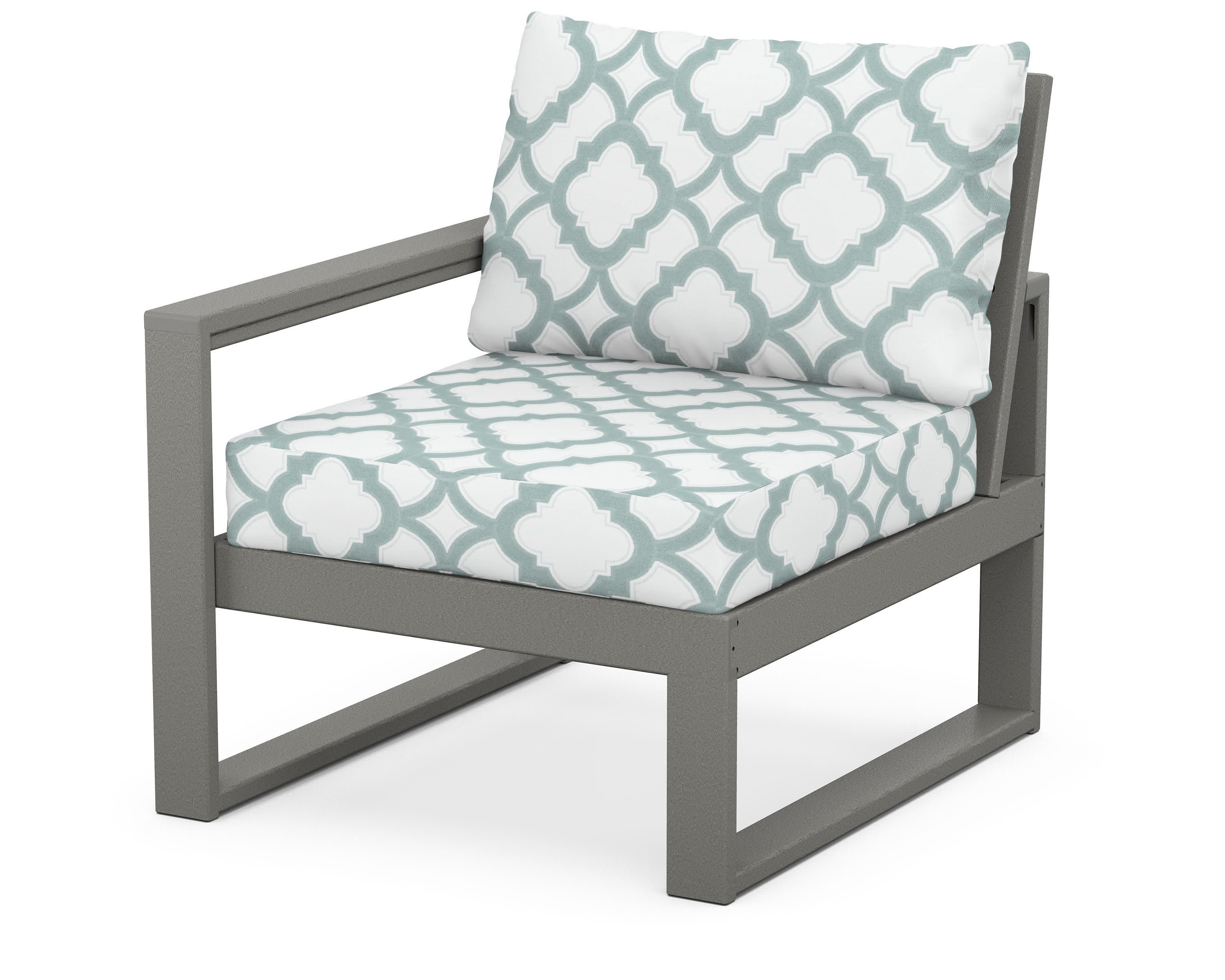 EDGE Modular Left Arm Chair in Slate Grey / Trellis Glacier Spa