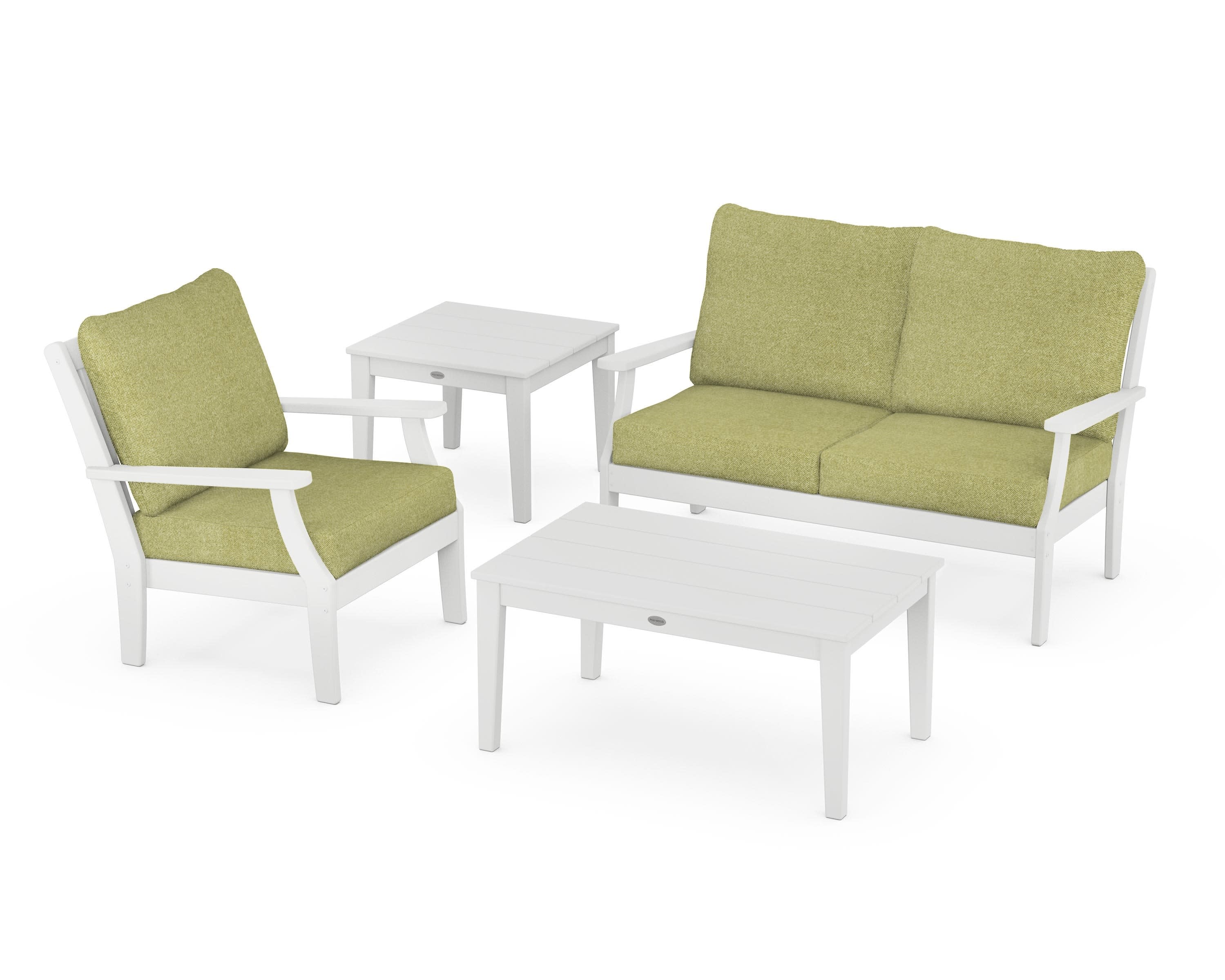 Braxton 4-Piece Deep Seating Set in White / Chartreuse Boucle