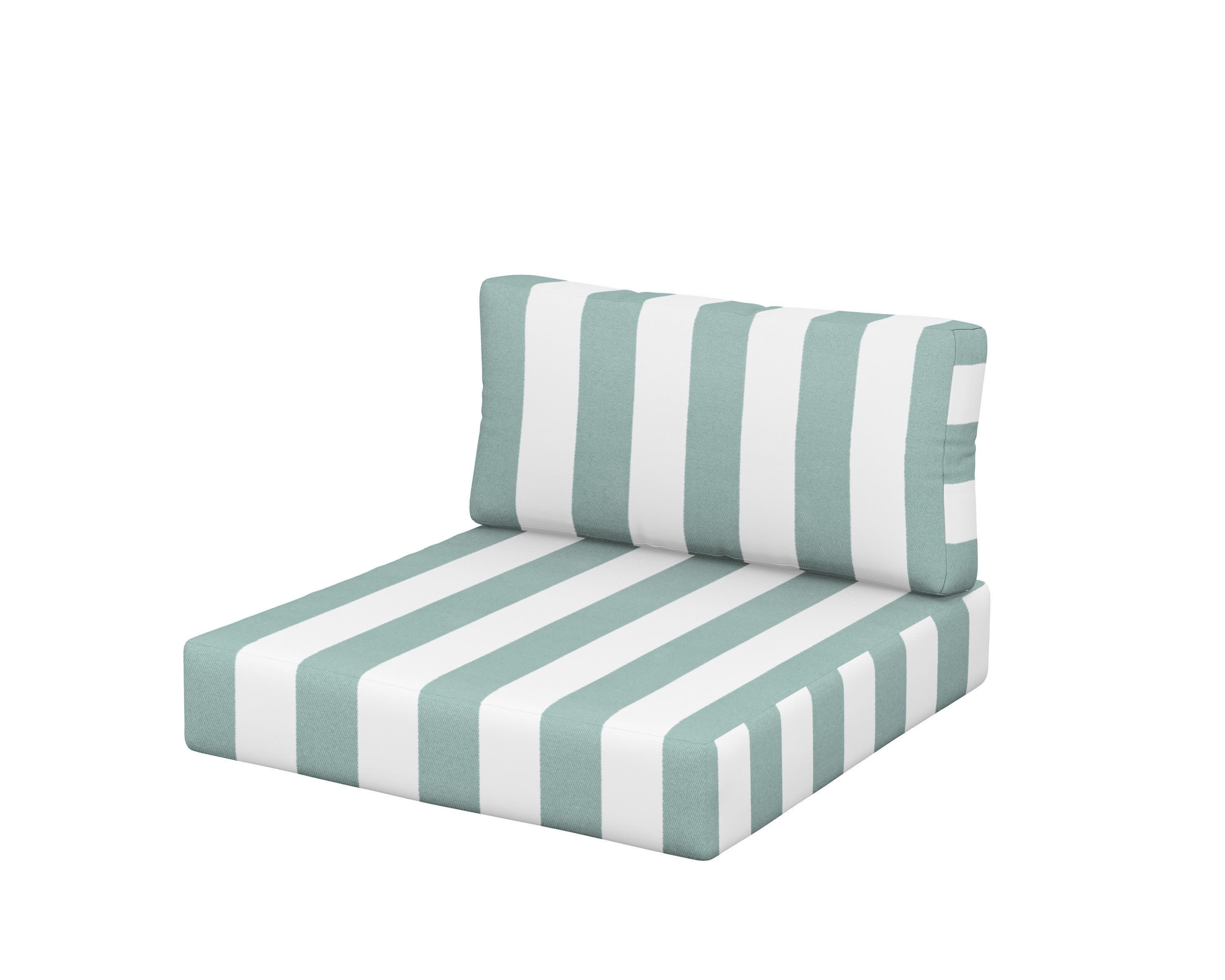 Acadia Back/Seat Cushion Set in Cabana Stripe Glacier Spa