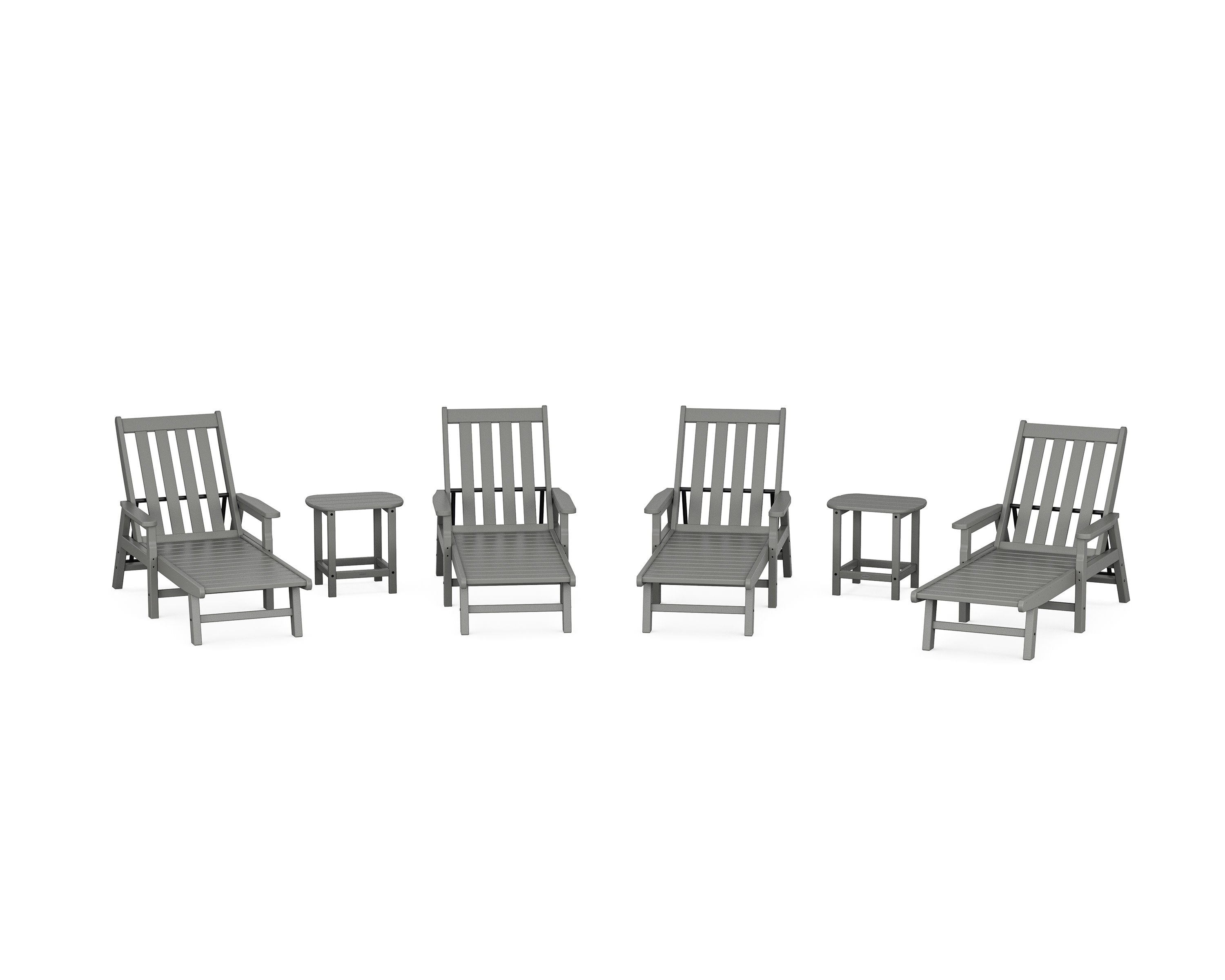 Vineyard 6-Piece Chaise with Arms Set in Slate Grey