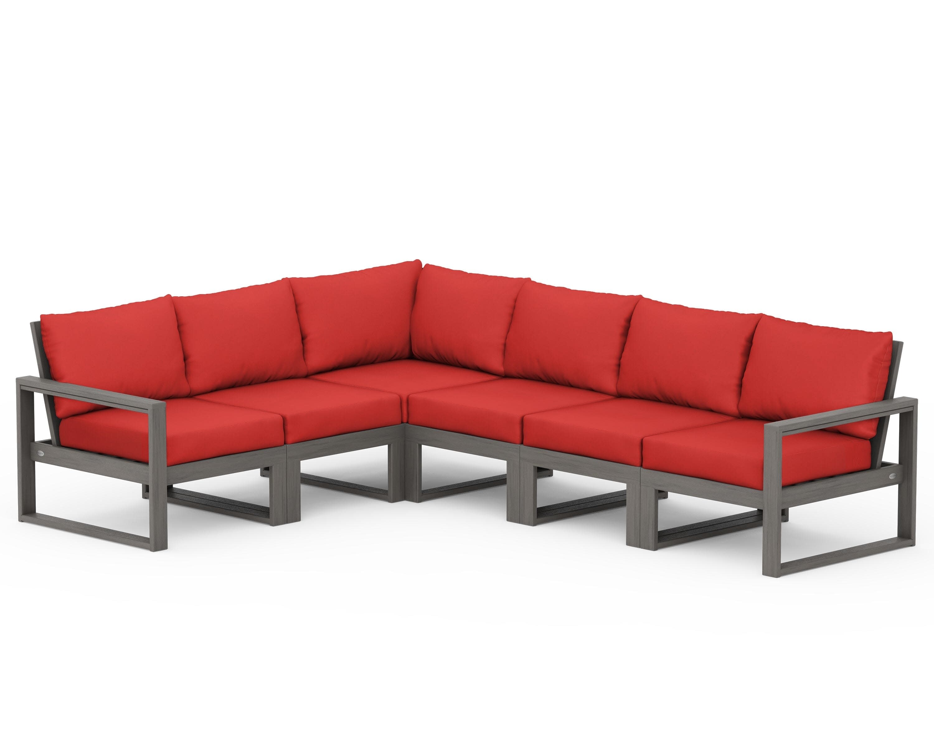 EDGE 6-Piece Modular Deep Seating Set in Driftwood / Crimson Linen