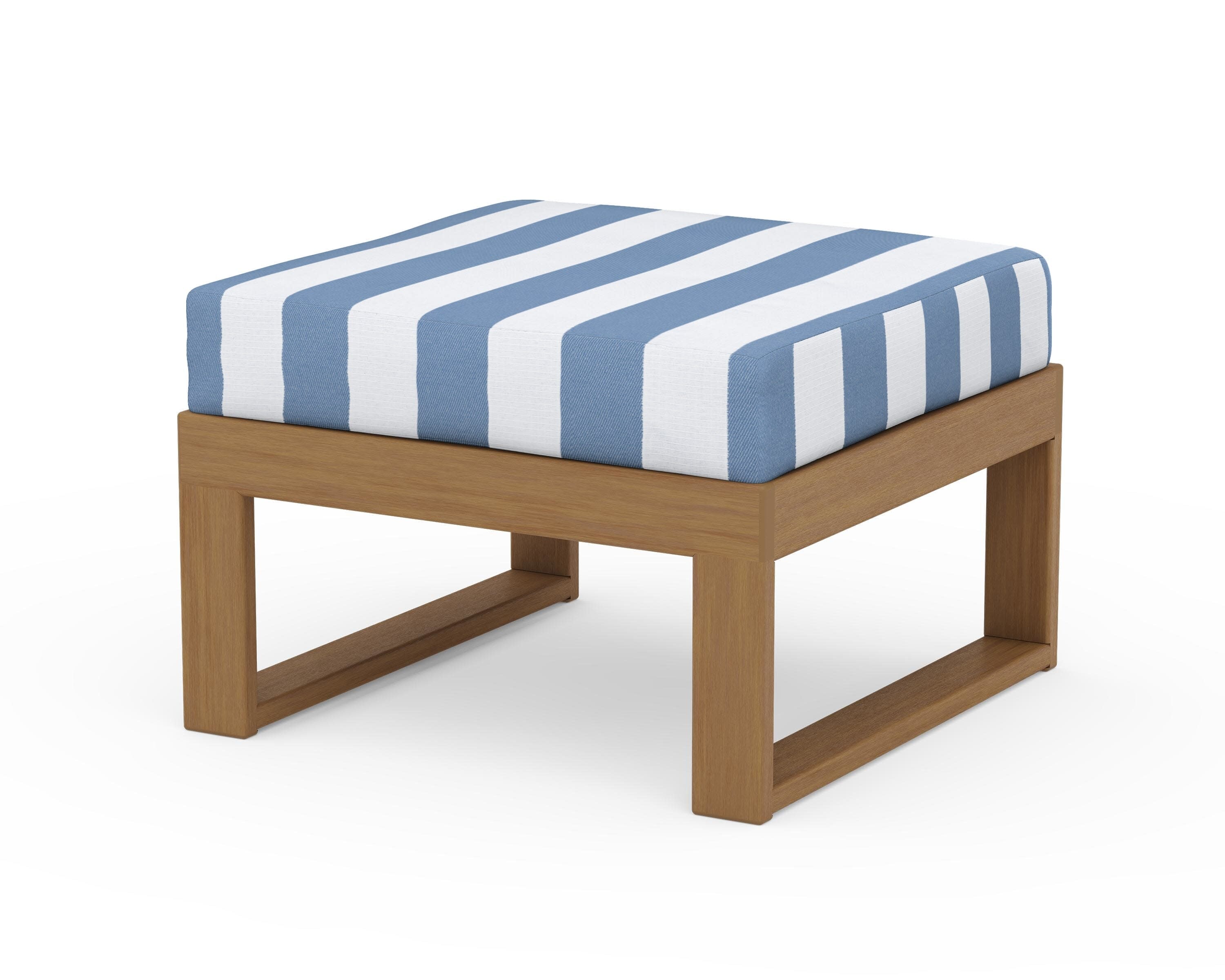 Modular Ottoman - Modern in Natural / Cabana Stripe Sky Blue
