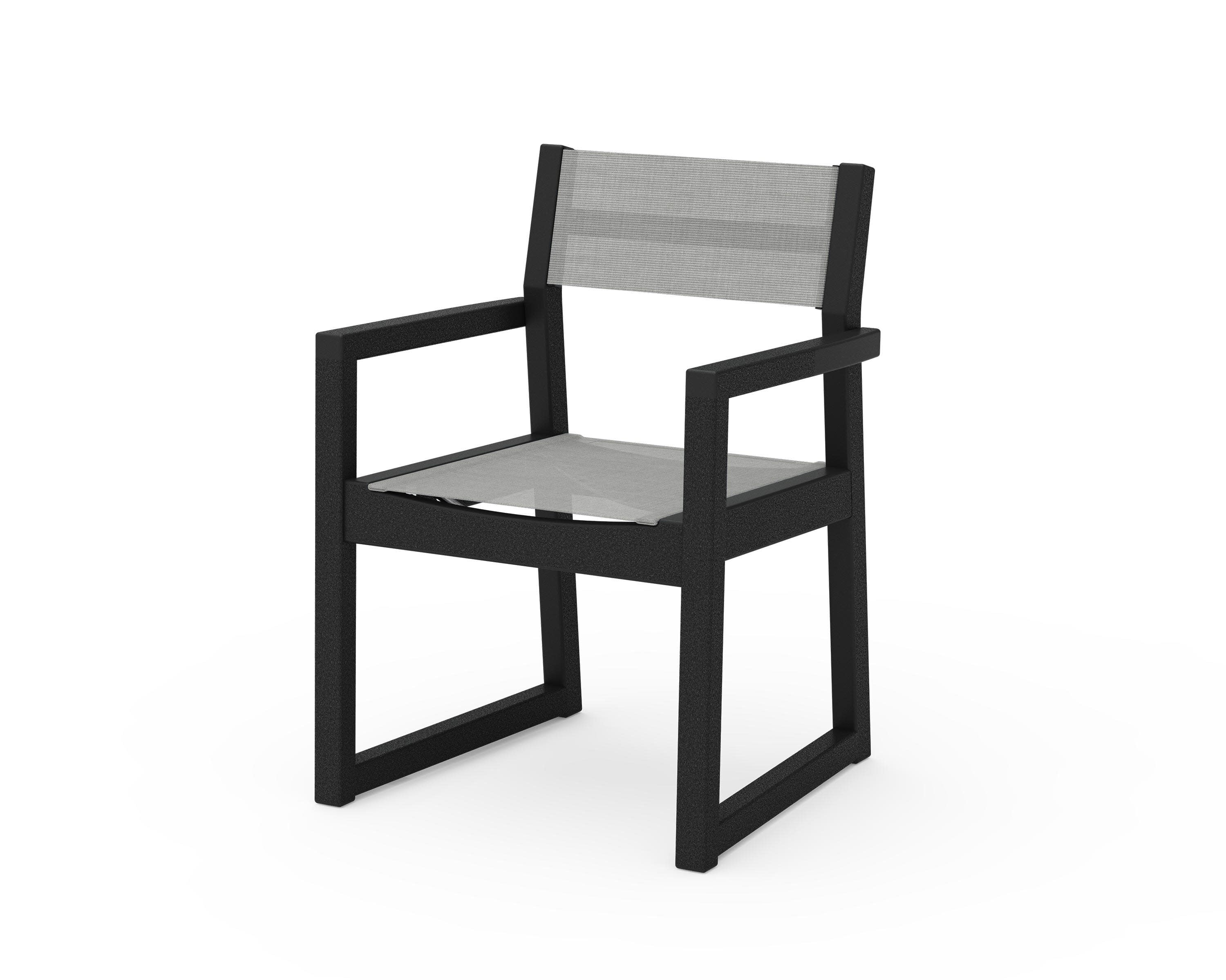 EDGE Sling Dining Arm Chair in Black / Metallic Sling