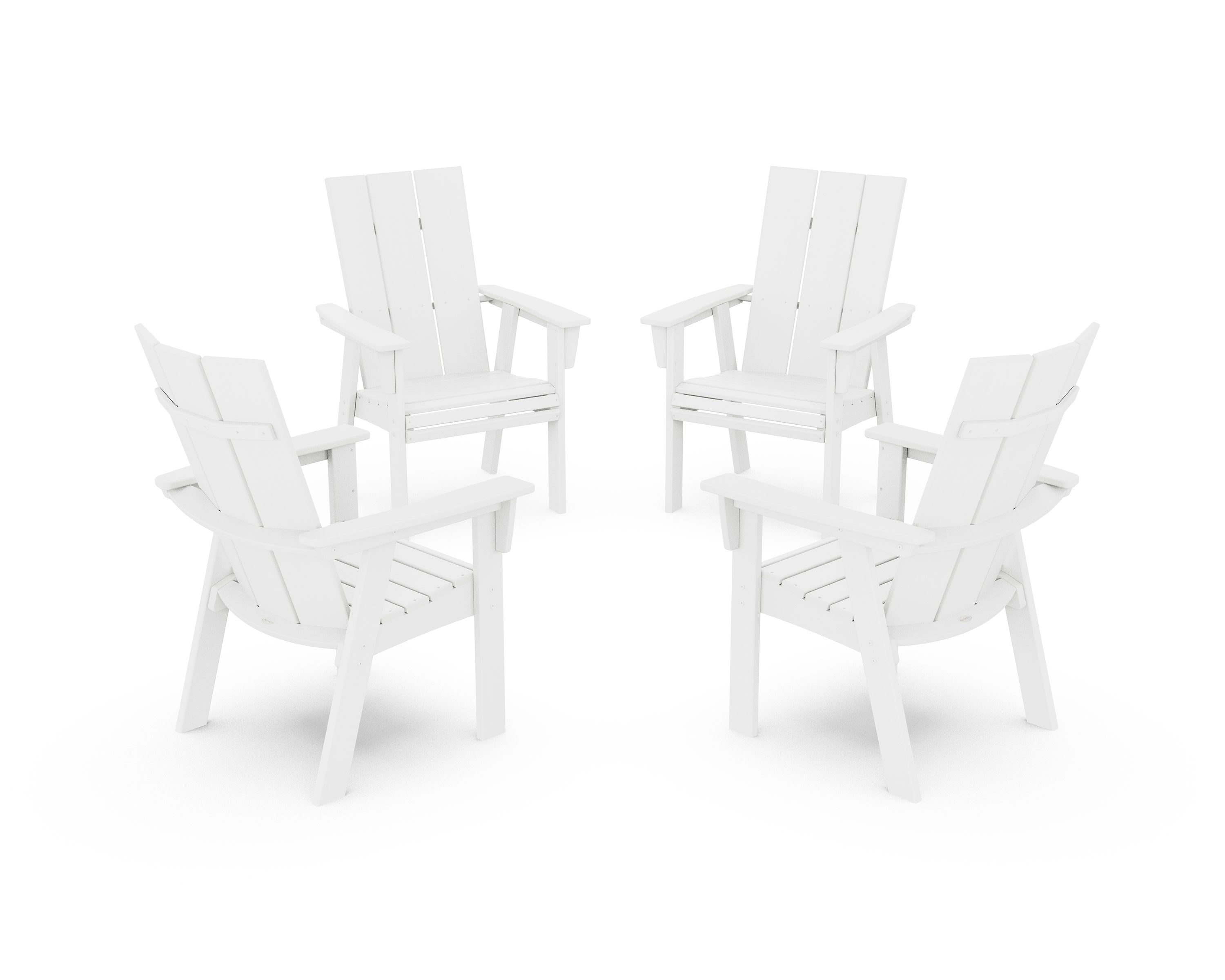 Modern 4-Piece Curveback Upright Adirondack Conversation Set in White