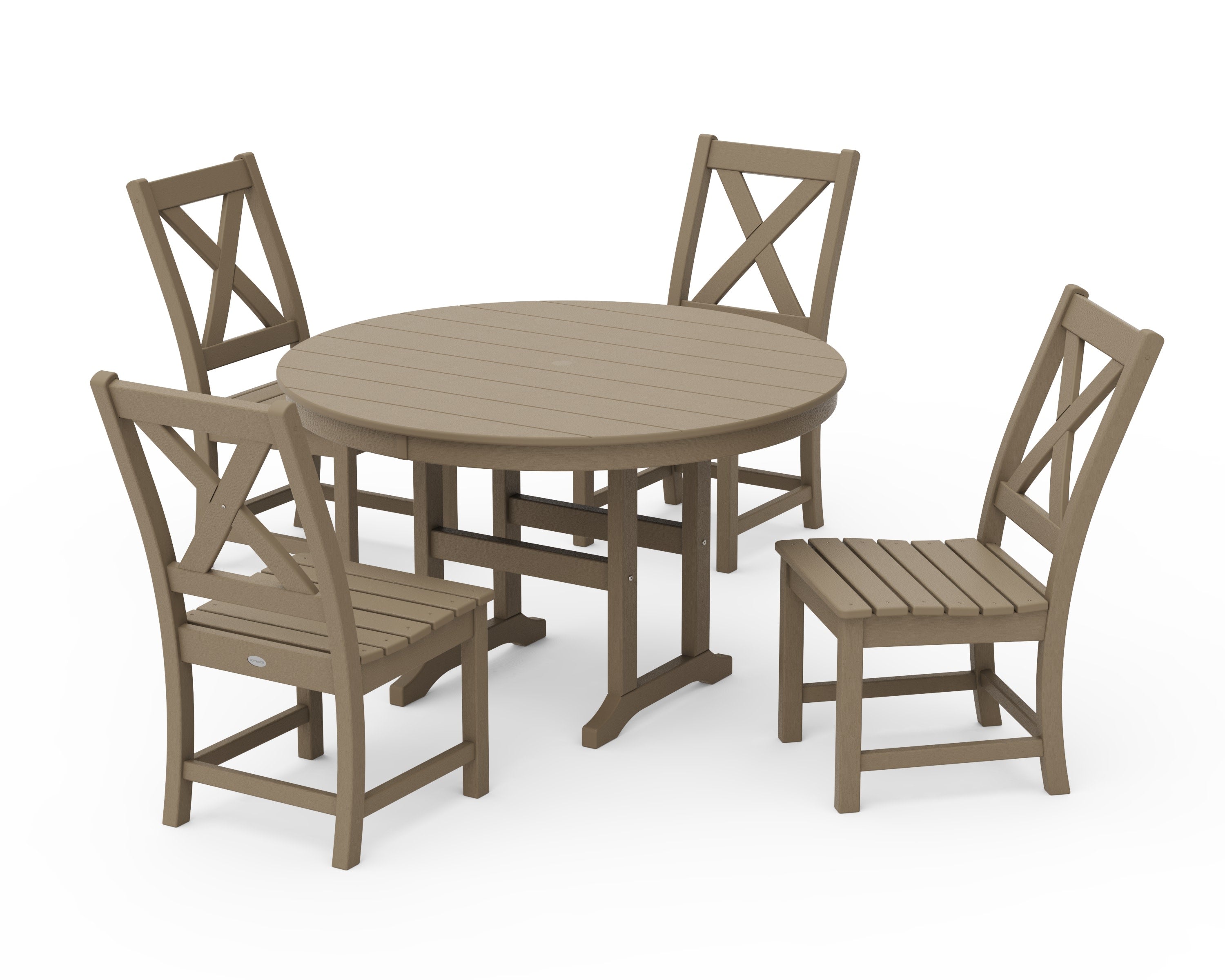 Braxton Side Chair 5-Piece Round Dining Set in Vintage Sahara