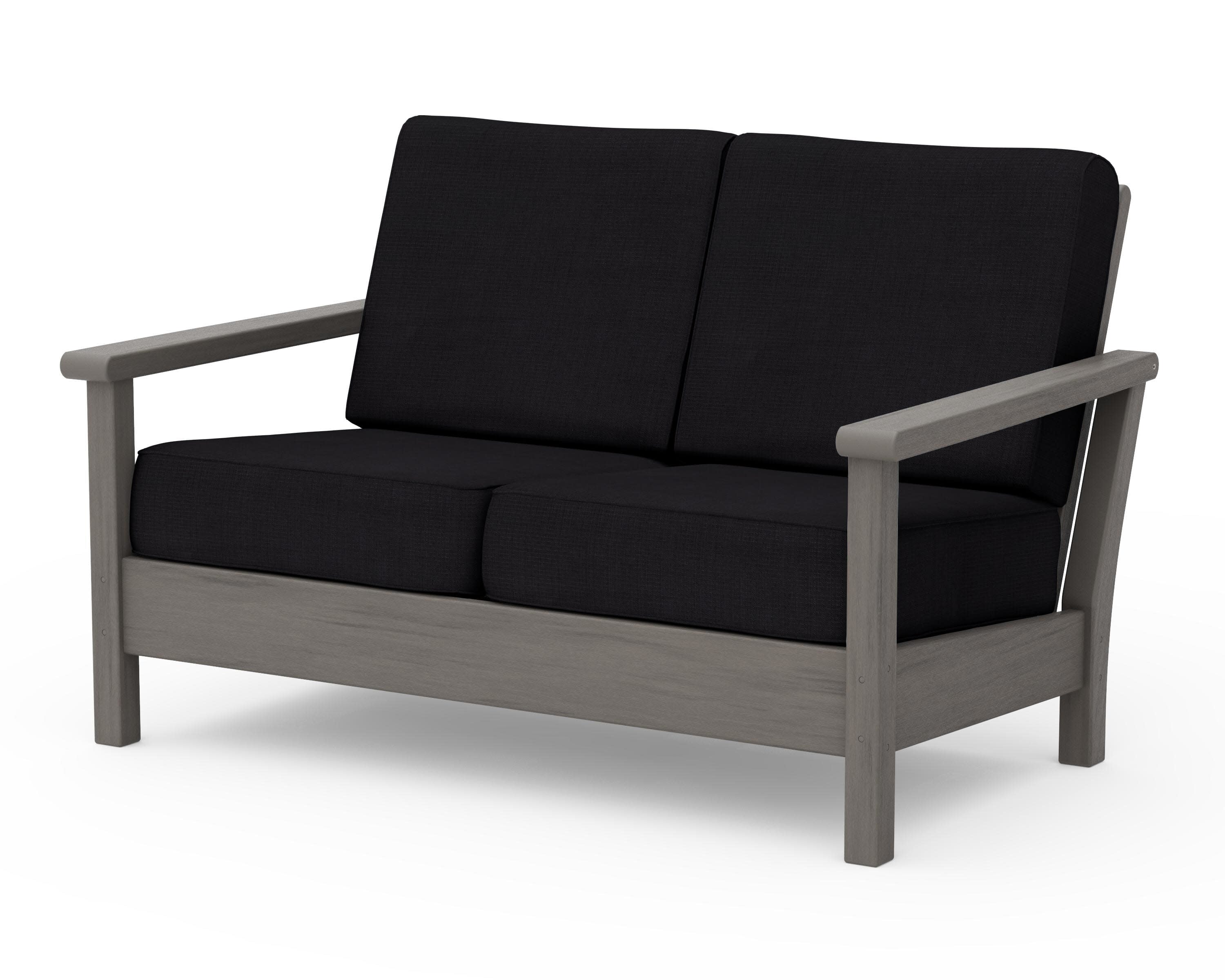 Harbour Deep Seating Loveseat in Driftwood / Midnight Linen