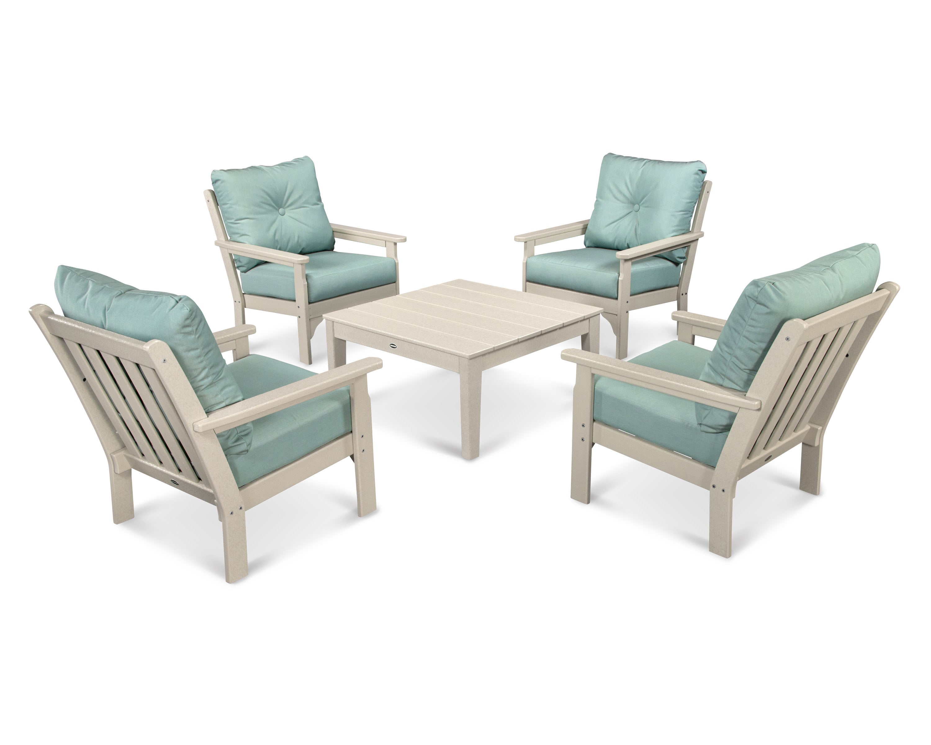 Vineyard 5-Piece Deep Seating Conversation Set in Sand / Spa