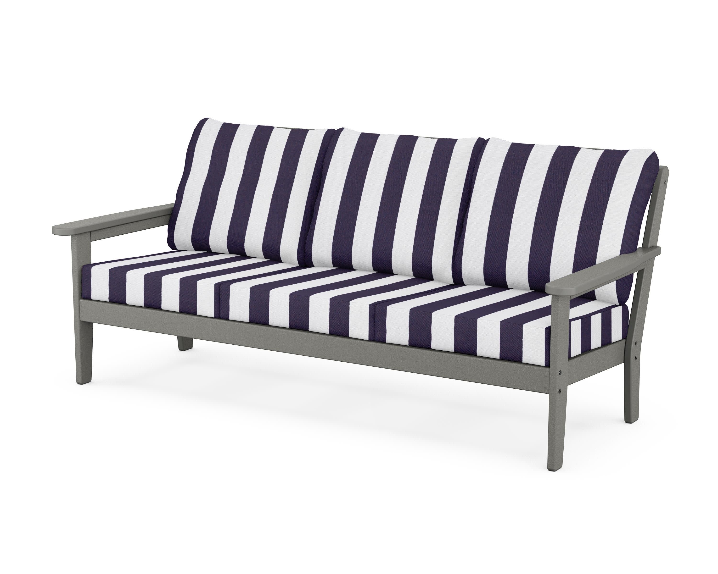 Cottage Deep Seating Sofa in Slate Grey / Cabana Stripe Navy