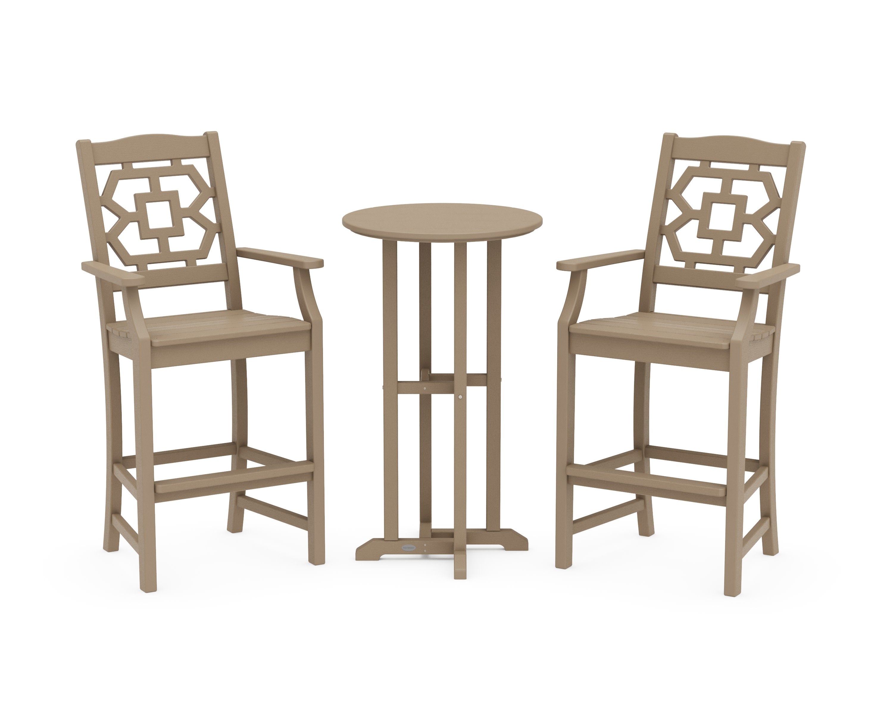 Chinoiserie 3-Piece Farmhouse Bar Set in Vintage Sahara