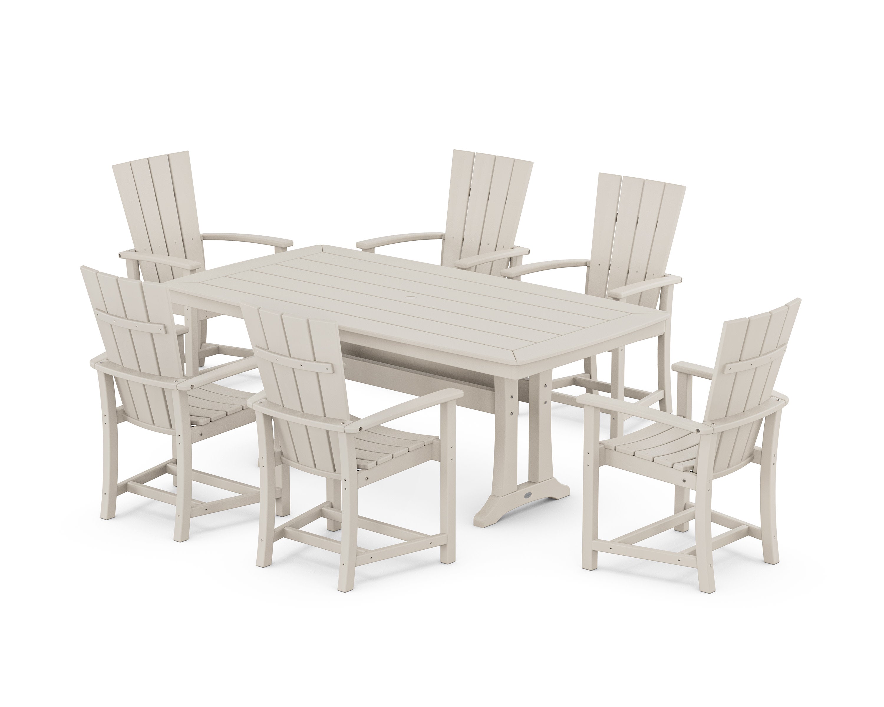 Quattro 7-Piece Dining Set with Trestle Legs in Sand