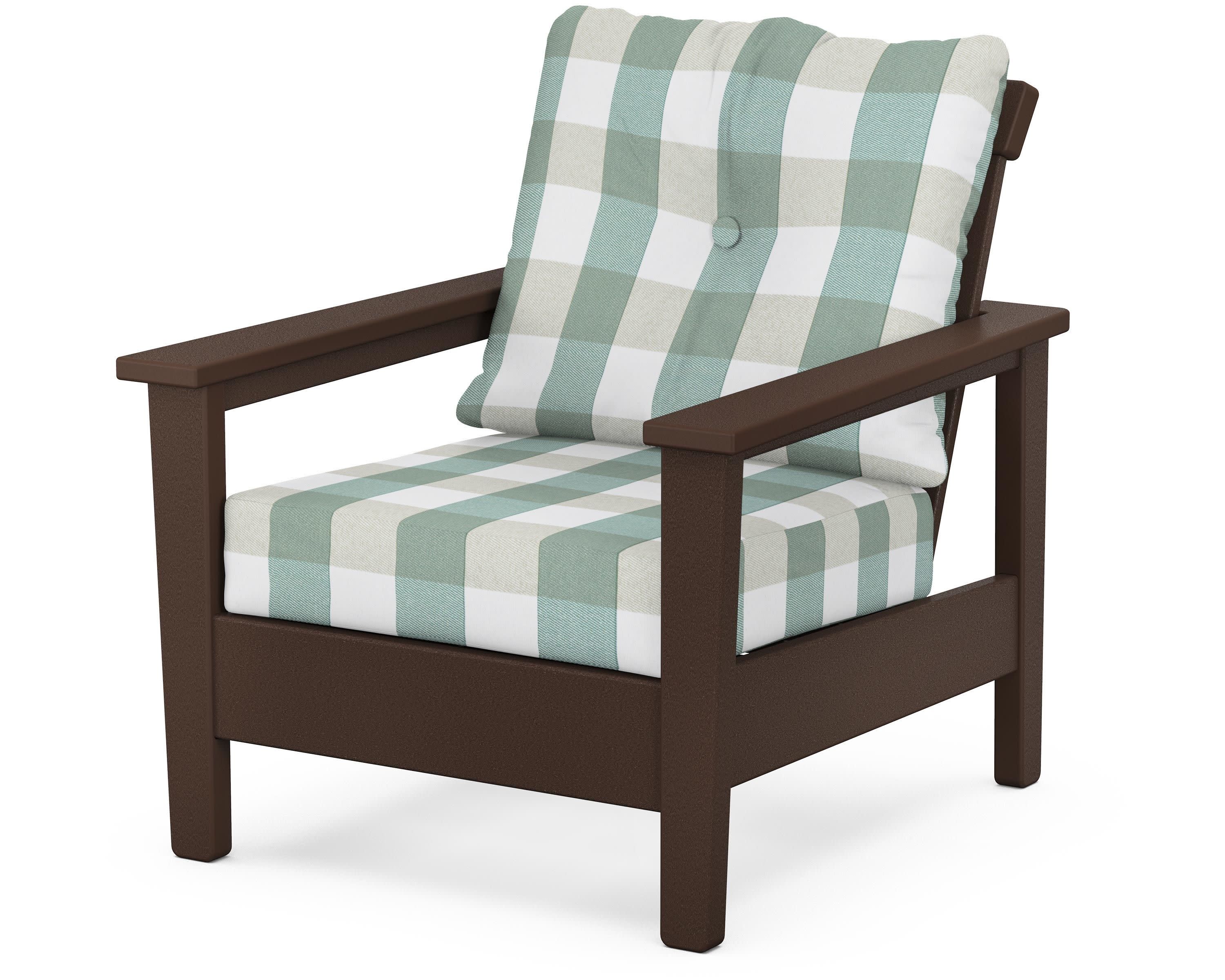 Prescott Deep Seating Chair in Mahogany / Buffalo Plaid Glacier Spa