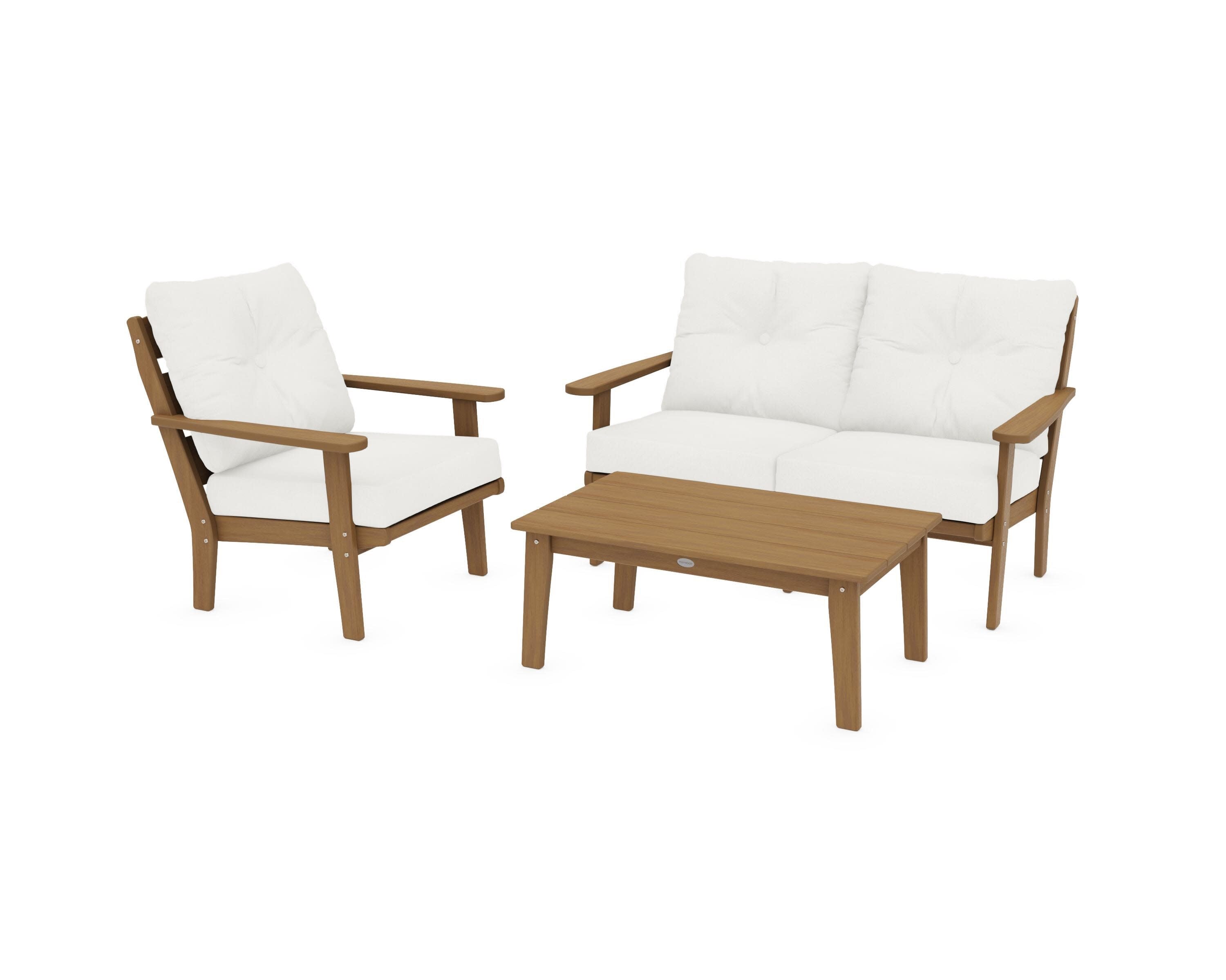 Lakeside 3-Piece Deep Seating Set in Natural / Natural Linen