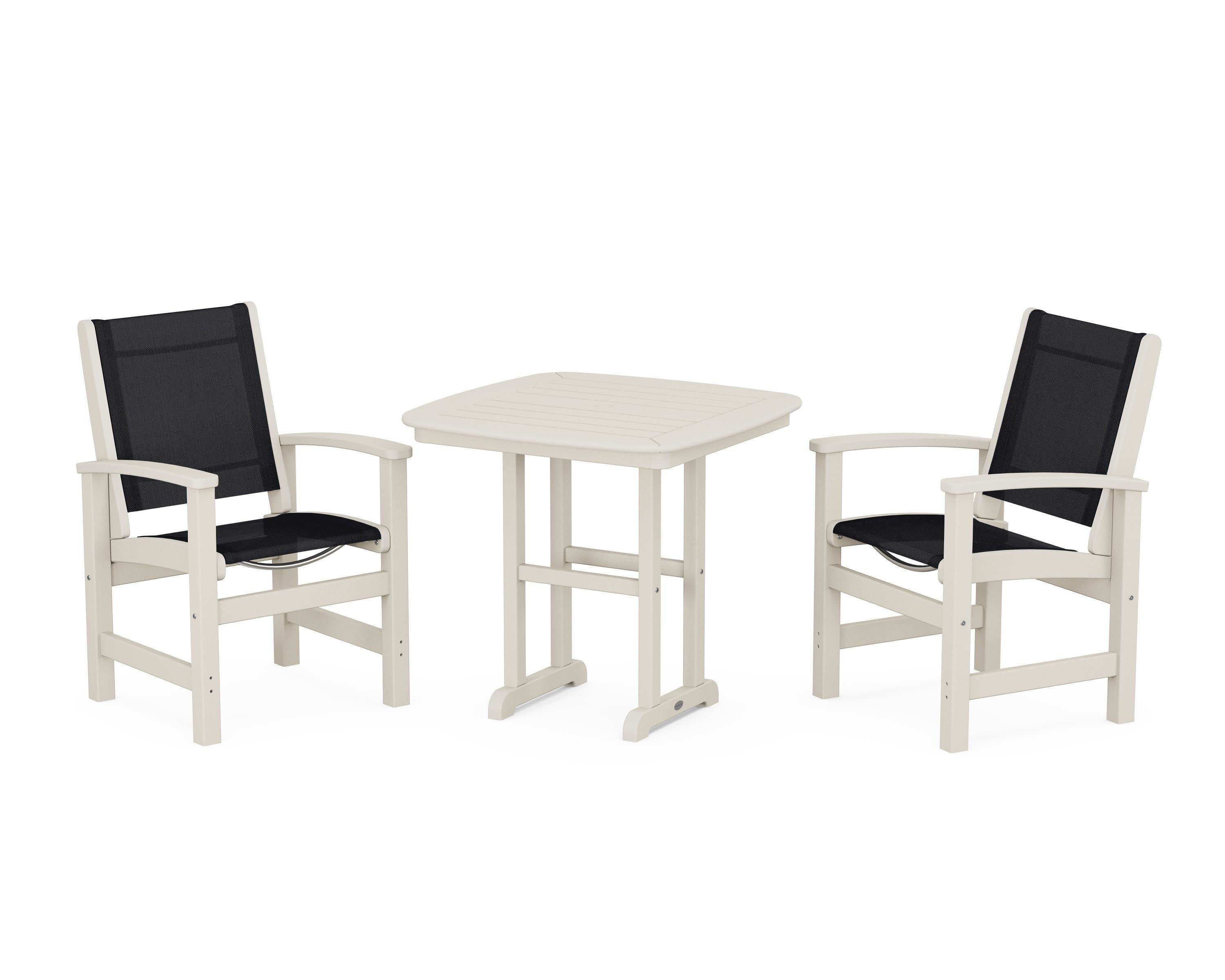 Coastal 3-Piece Dining Set in Sand / Black Sling
