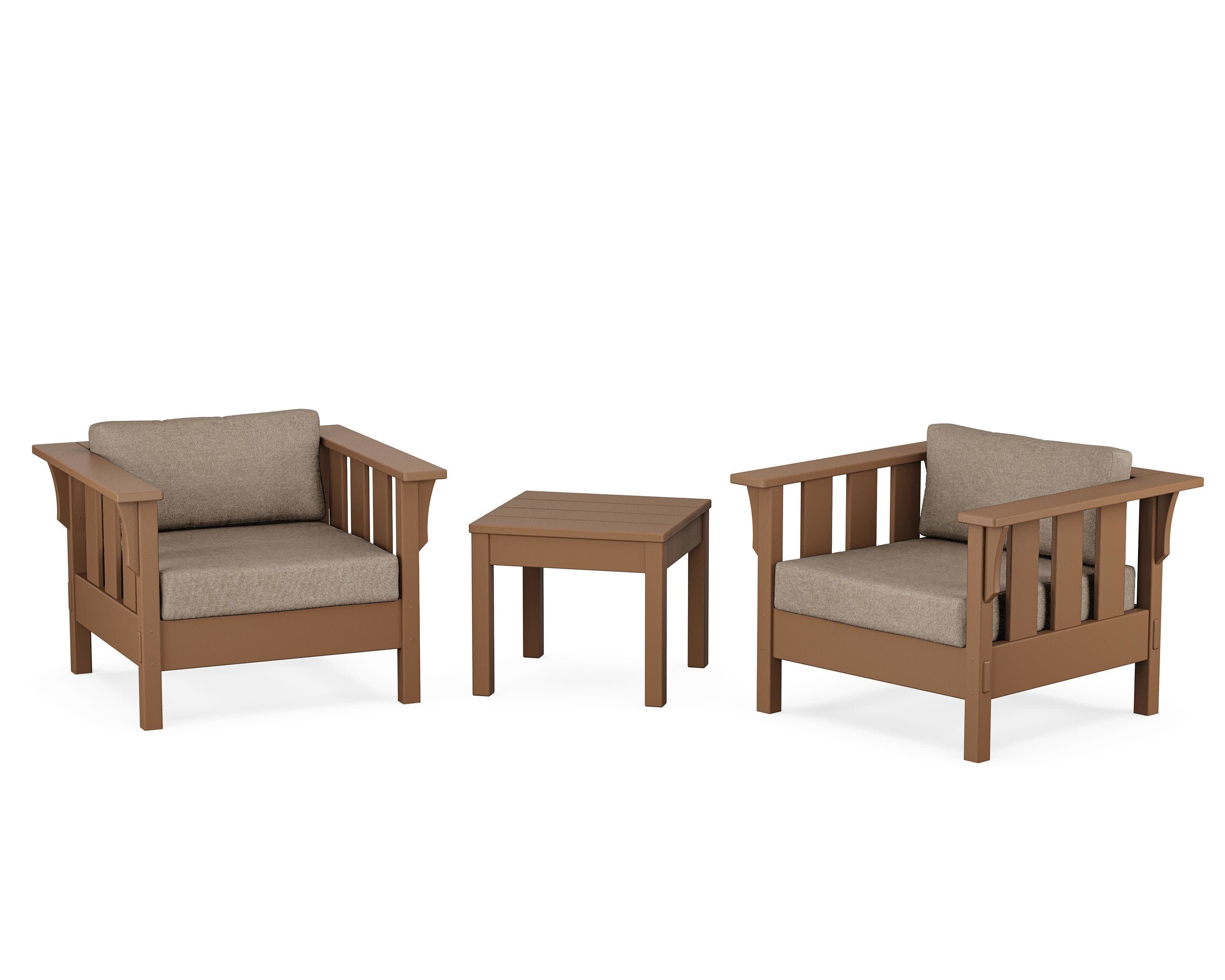 Acadia 3-Piece Deep Seating Set in Teak / Spiced Burlap