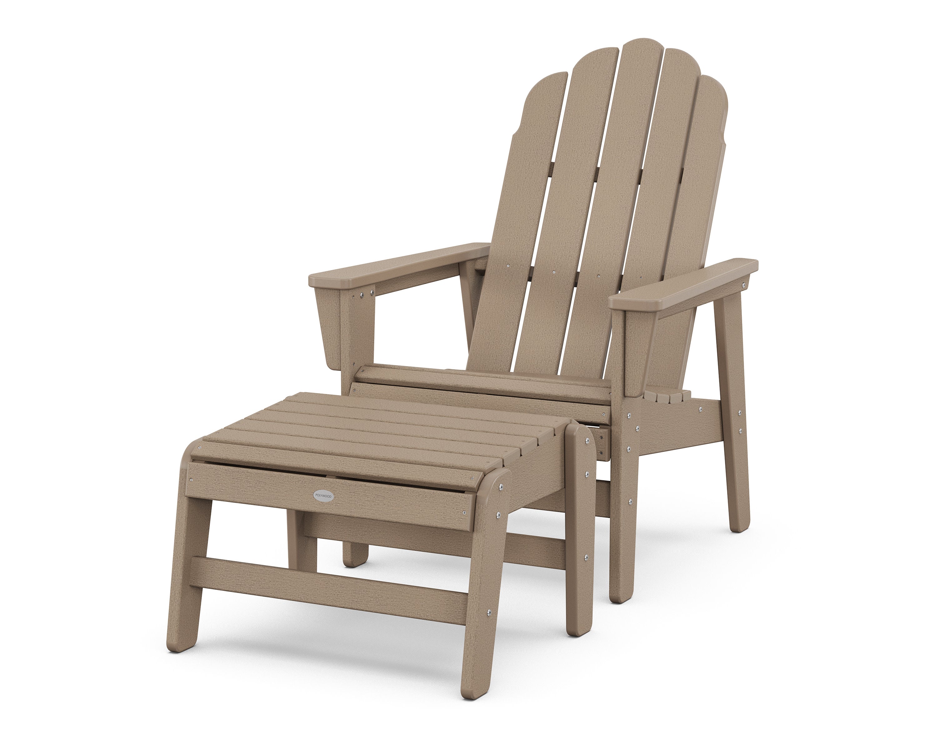 Vineyard Grand Upright Adirondack Chair with Ottoman in Vintage Sahara