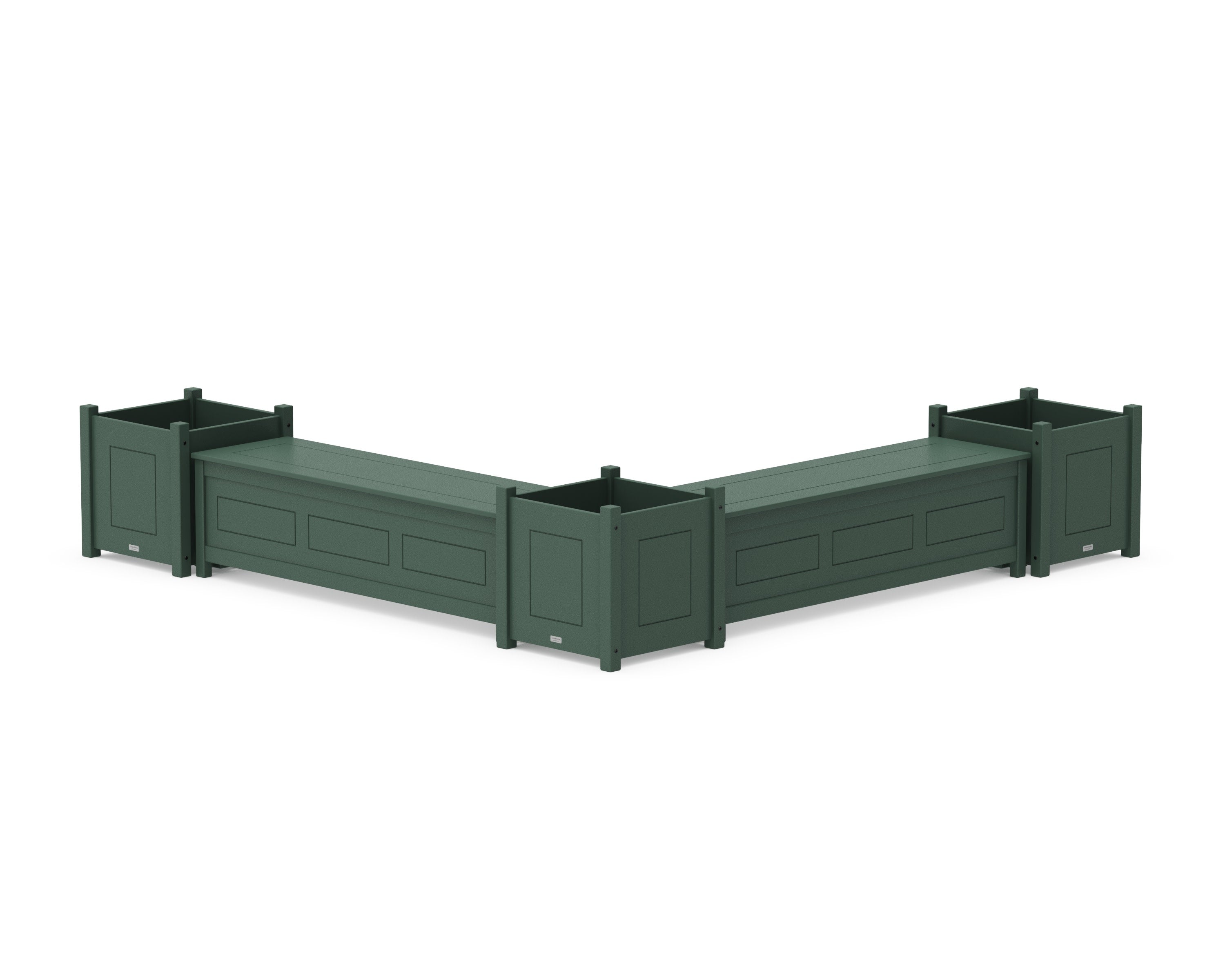 60" Country Living L- Shaped Planter Storage Bench Corner Set- Large in Green