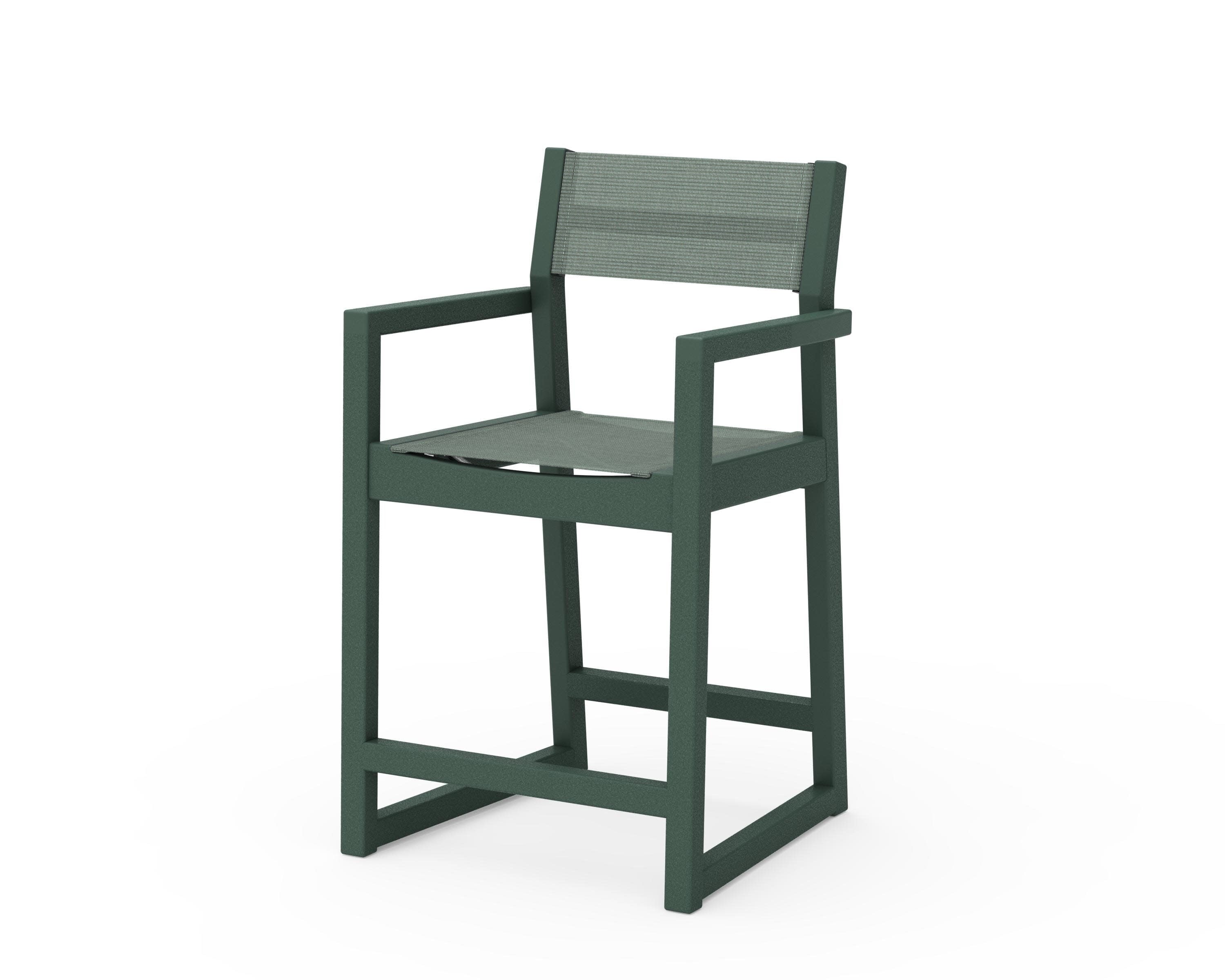EDGE Sling Counter Arm Chair in Green / Dupioni Sea Mist Sling